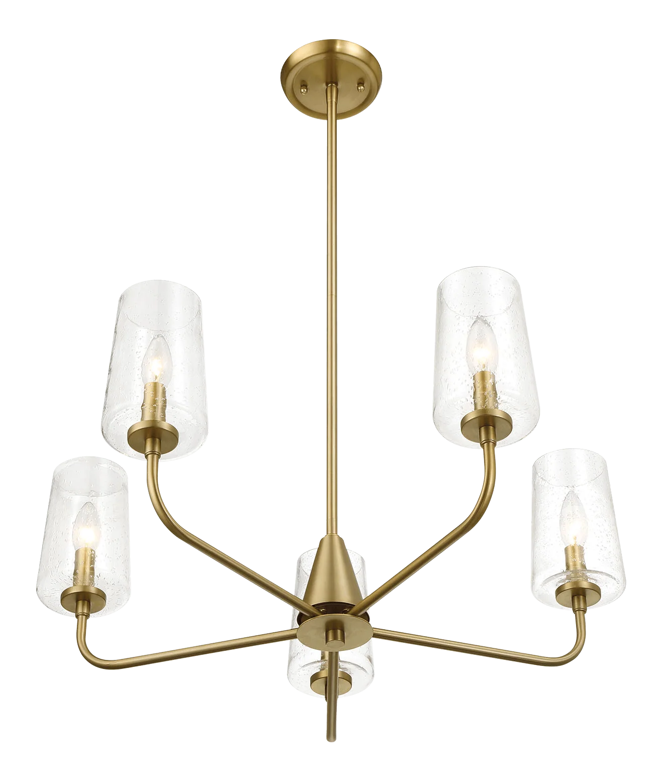 Dazzle Five Lights Chandelier with Clear Seeded Glass - Satin Brass - Image 4
