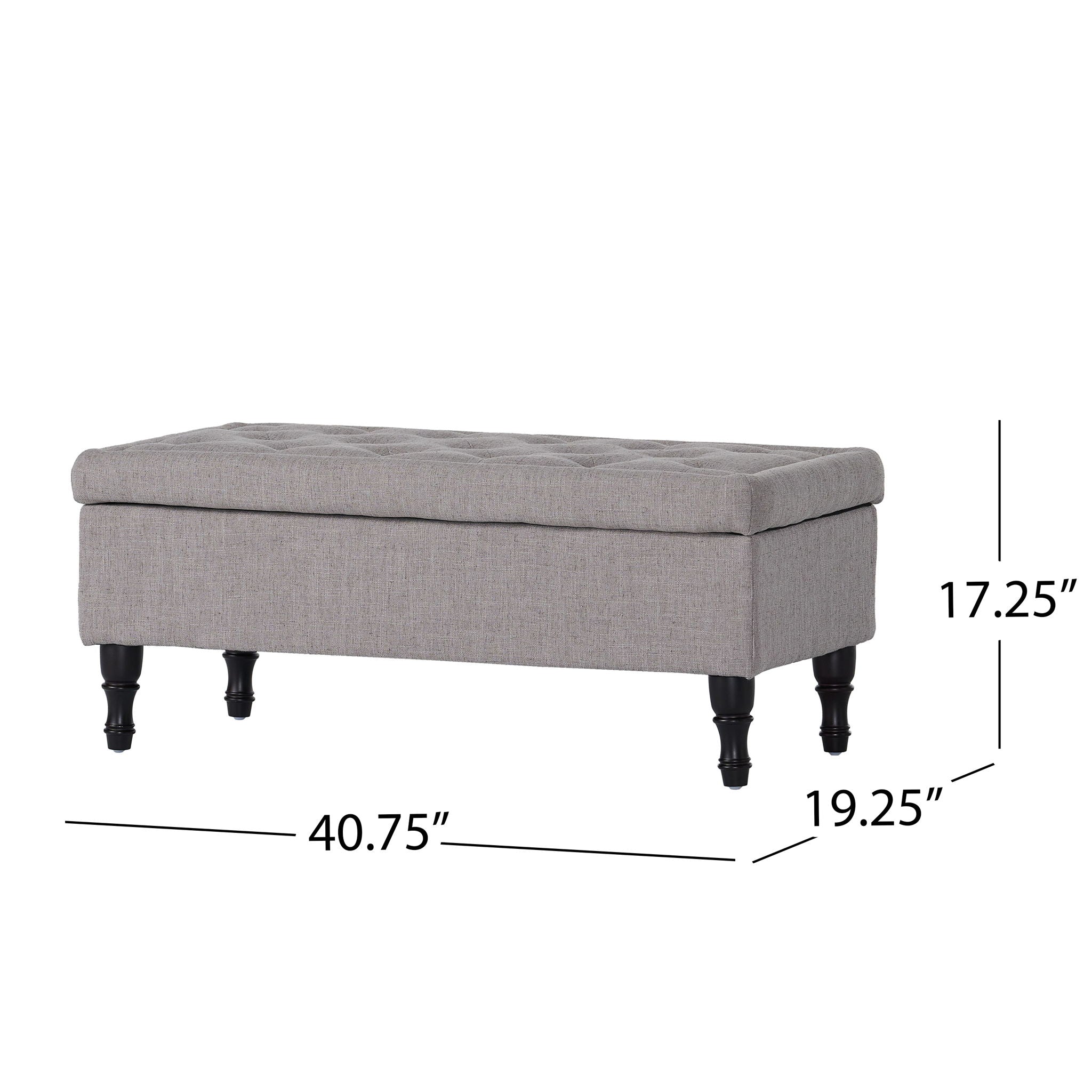 Dean - Fabric Storage Wide Tufted Rectangle Ottoman - Gray - Image 2