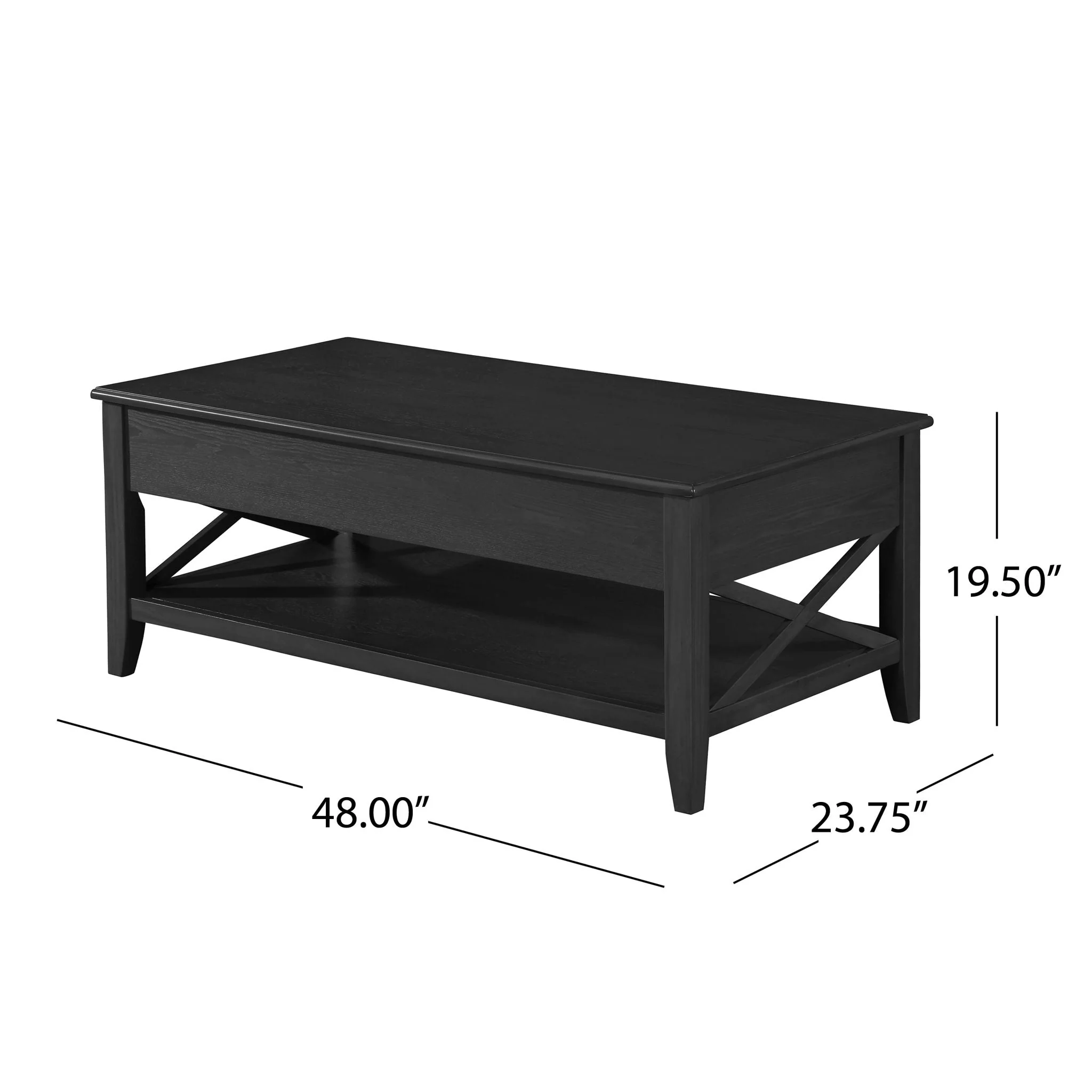 Decatur Farmhouse Lift Top Coffee Table with Storage - Black / Ash - Image 2