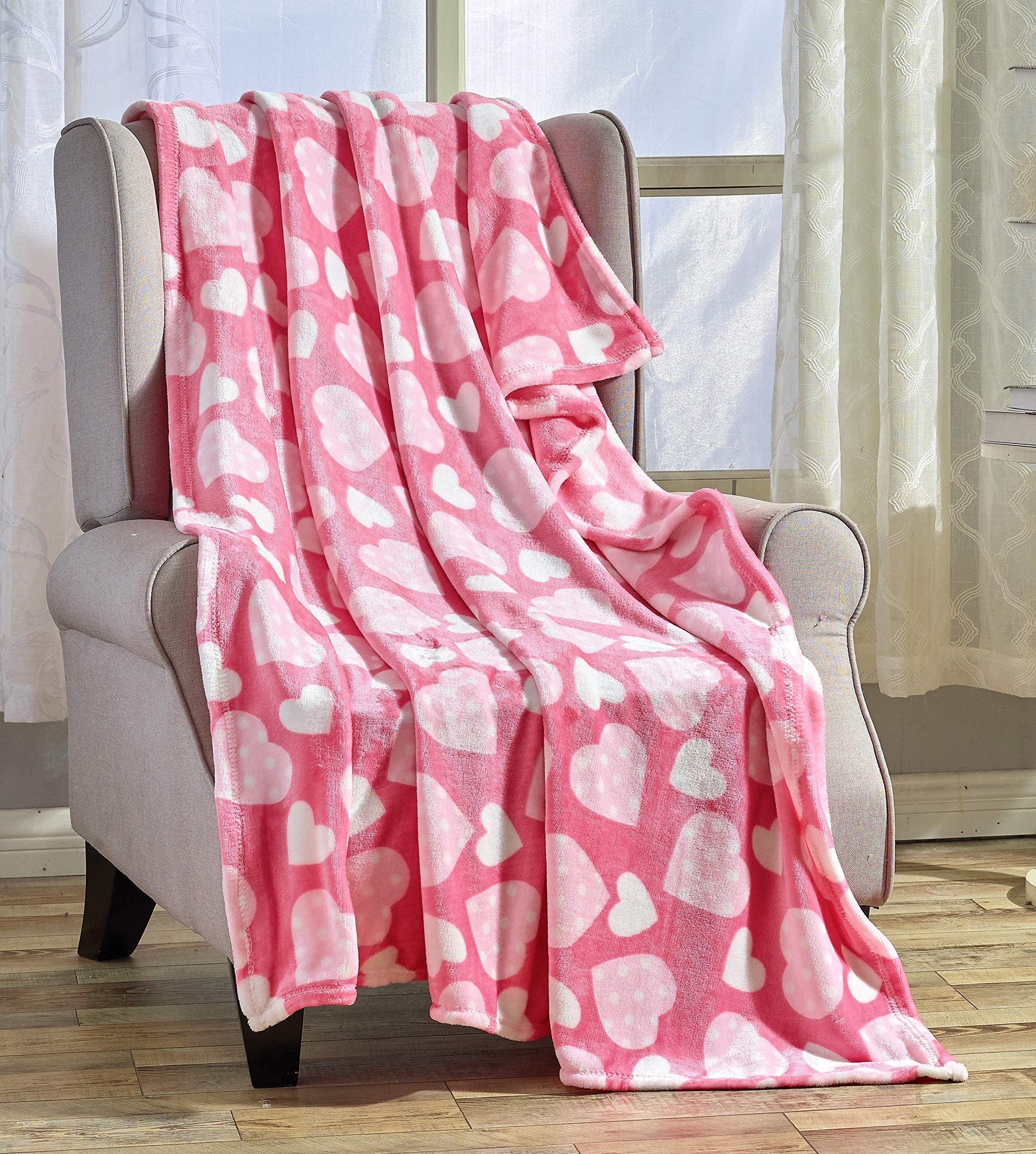 Decor&More Amor Eterno Be Mine Love Collection Valentine's Day Heart Ultra Plush Throw Blanket (50" x 60") - - Image 2