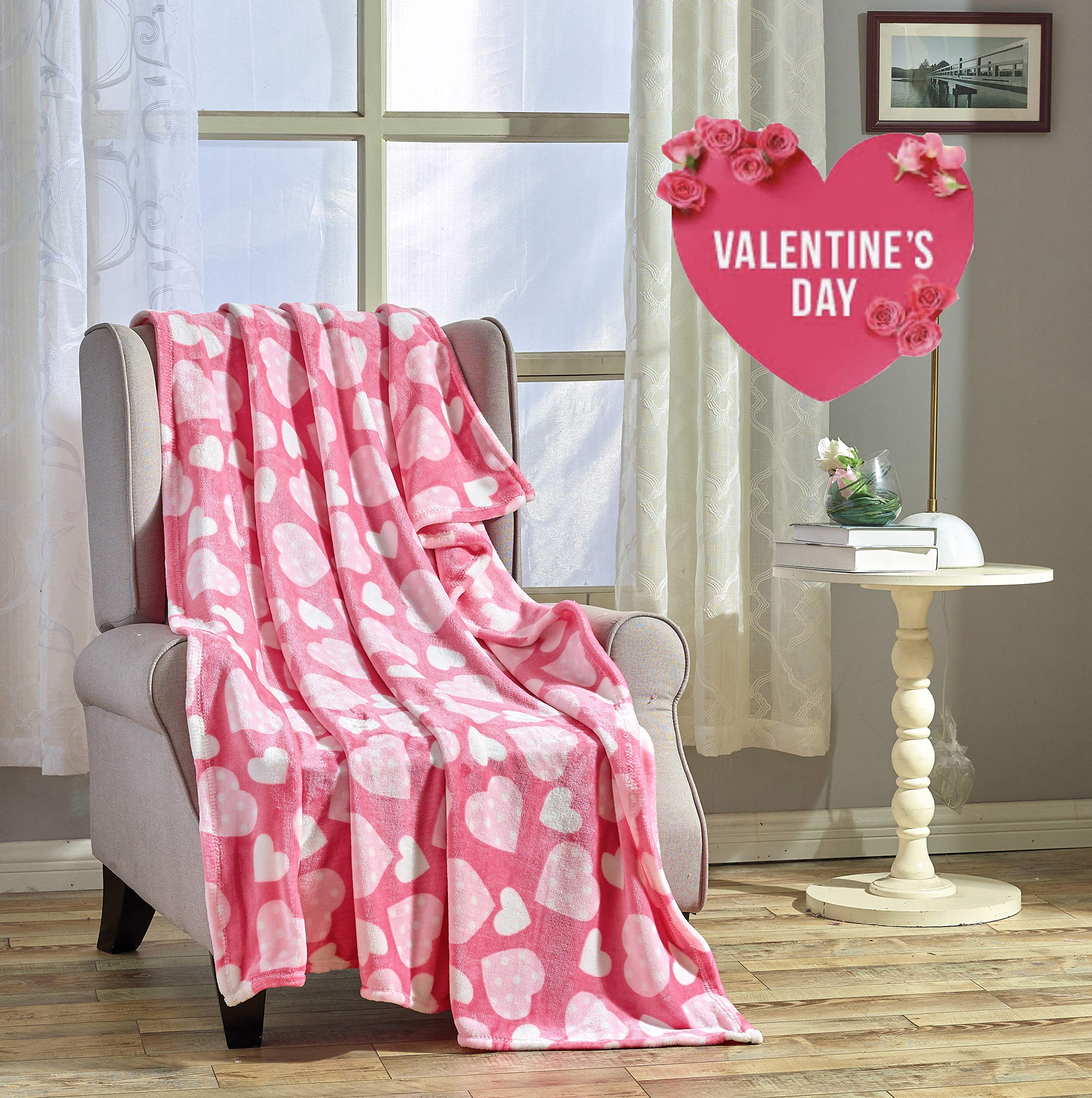 Decor&More Amor Eterno Be Mine Love Collection Valentine's Day Heart Ultra Plush Throw Blanket (50" x 60") - - Image 20