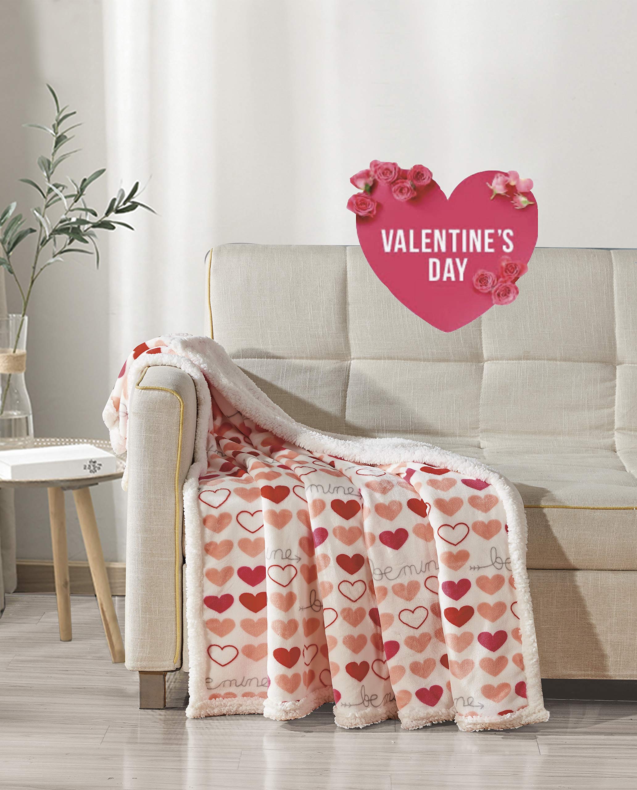 Decor&More Amor Eterno Be Mine Love Collection Valentine's Day Heart Ultra Plush Throw Blanket (50" x 60") - - Image 26