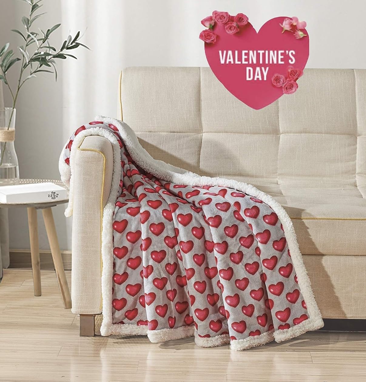 Decor&More Amor Eterno Be Mine Love Collection Valentine's Day Heart Ultra Plush Throw Blanket (50" x 60") - - Image 28