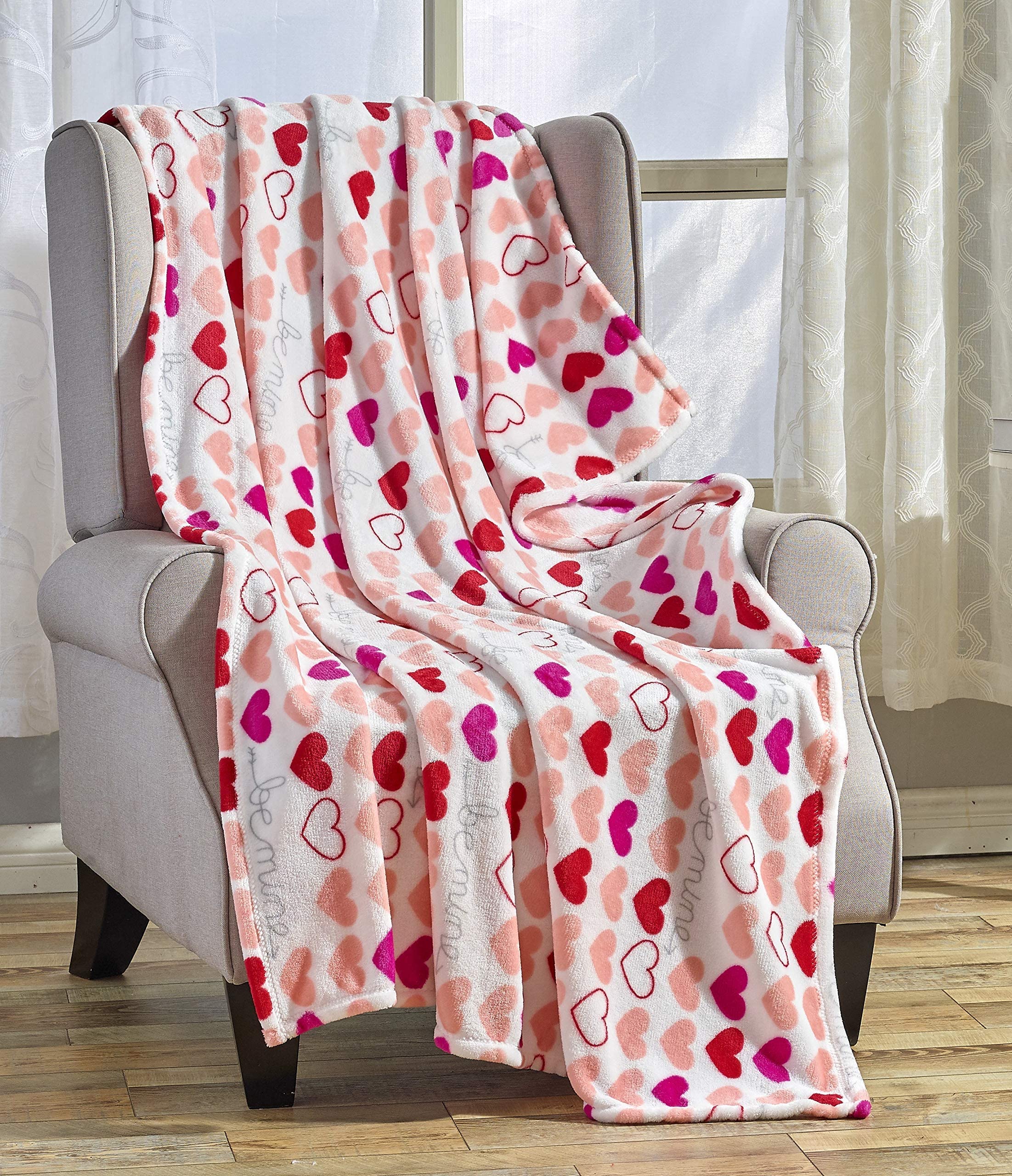 Decor&More Amor Eterno Be Mine Love Collection Valentine's Day Heart Ultra Plush Throw Blanket (50" x 60") - - Image 32