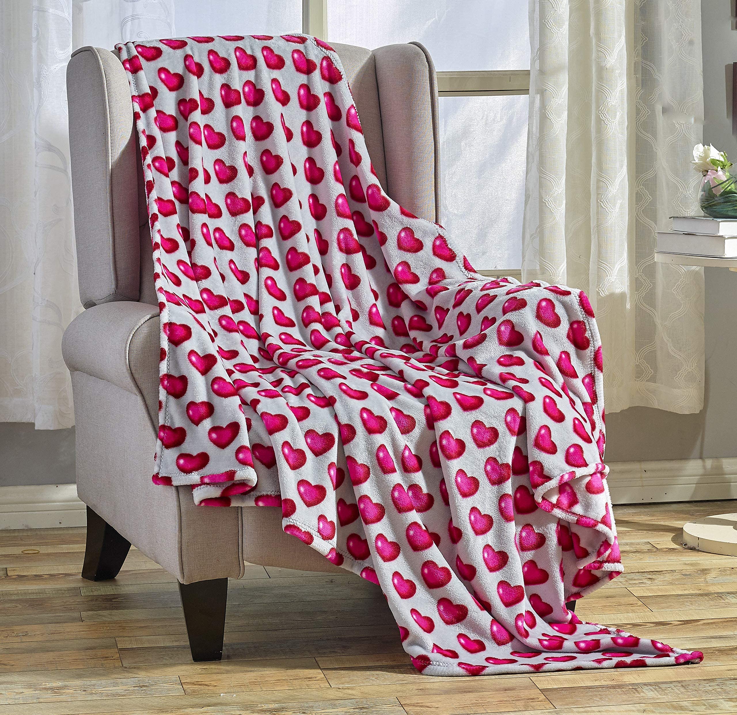 Decor&More Amor Eterno Be Mine Love Collection Valentine's Day Heart Ultra Plush Throw Blanket (50" x 60") - - Image 36