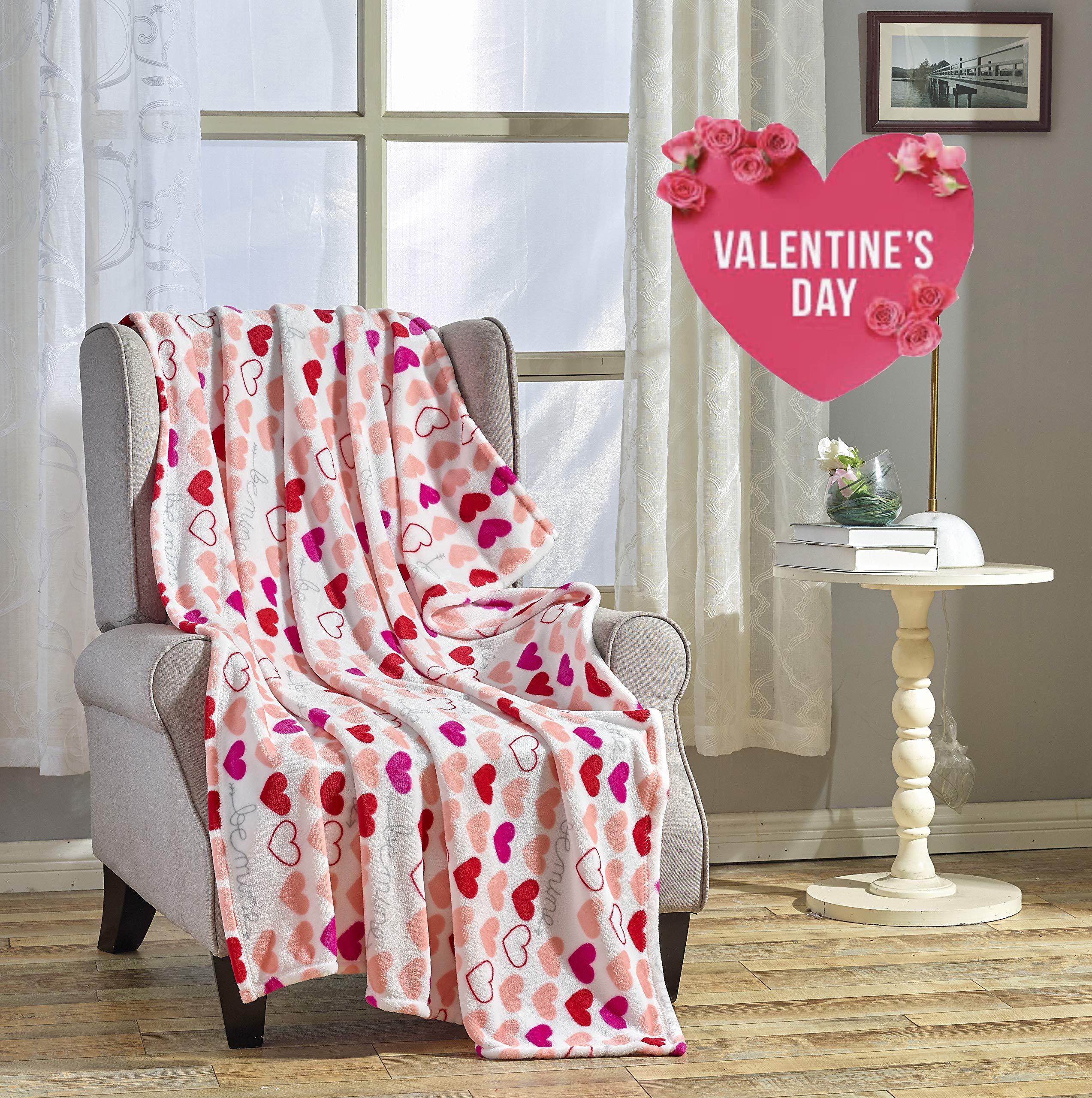 Decor&More Amor Eterno Be Mine Love Collection Valentine's Day Heart Ultra Plush Throw Blanket (50" x 60") - - Image 6