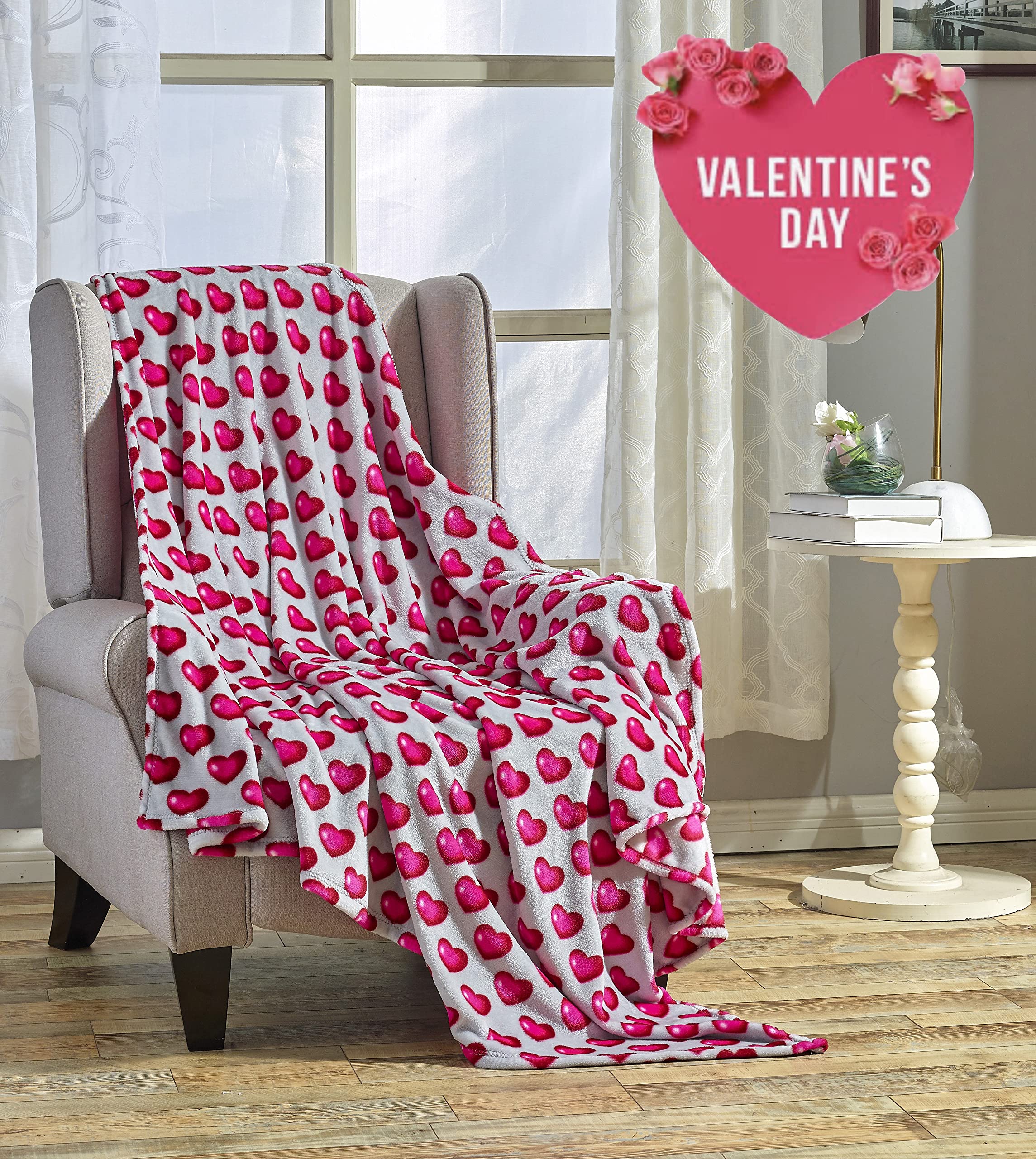Decor&More Amor Eterno Be Mine Love Collection Valentine's Day Heart Ultra Plush Throw Blanket (50" x 60") - - Image 7