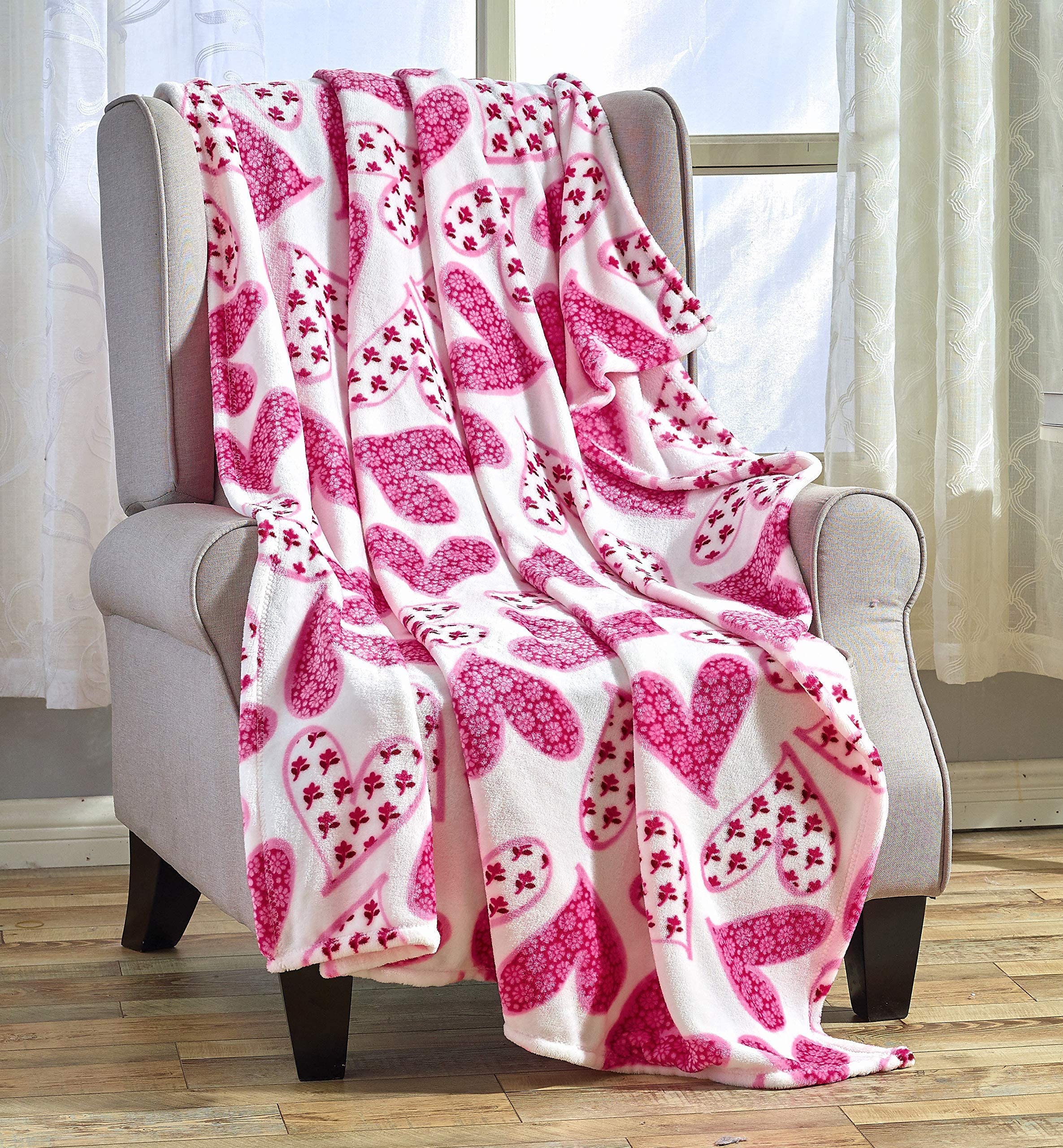 Decor&More Amor Eterno Be Mine Love Collection Valentine's Day Heart Ultra Plush Throw Blanket (50" x 60") - - Image 9