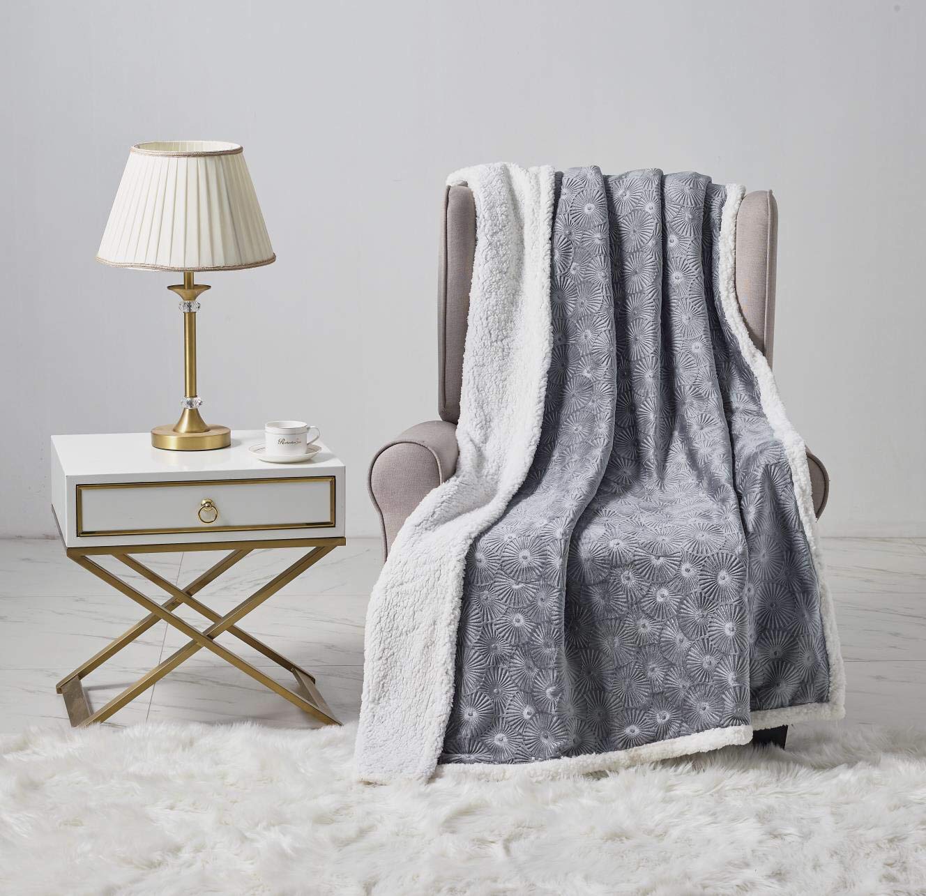 Decor&More Bon Iver Collection Extra Soft Bursting Fireworks Embossed Microplush Throw Blanket with Sherpa Backing (50" x 60") - Image 12