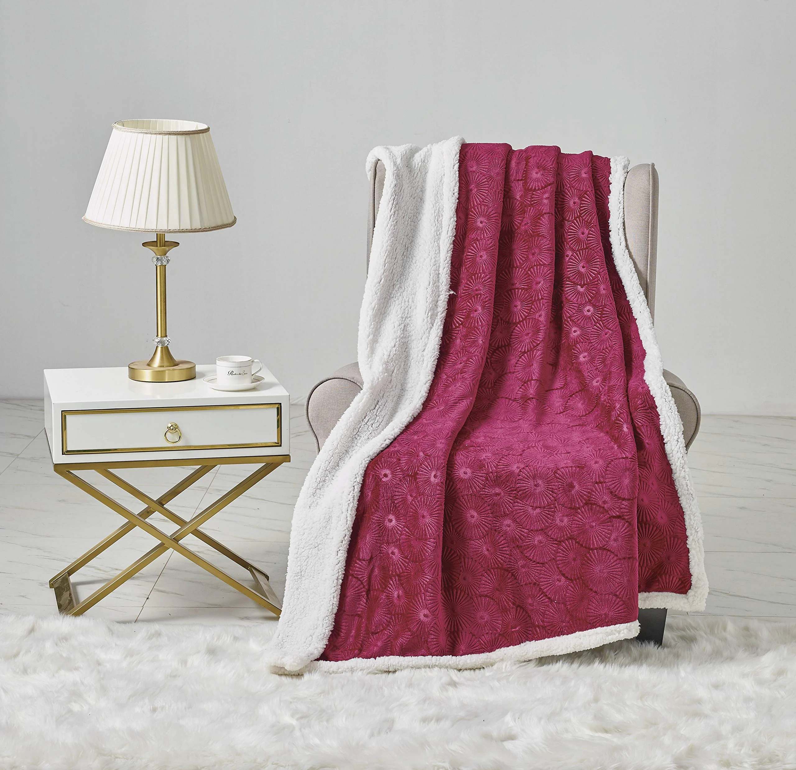 Decor&More Bon Iver Collection Extra Soft Bursting Fireworks Embossed Microplush Throw Blanket with Sherpa Backing (50" x 60") - Image 8