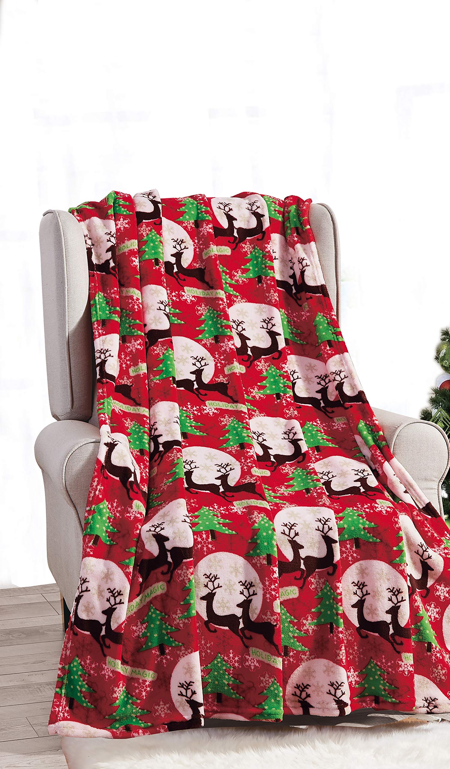 Decor&More Festive Holiday Microplush Throw Blanket (50" x 60") - Forest Friends - Image 2