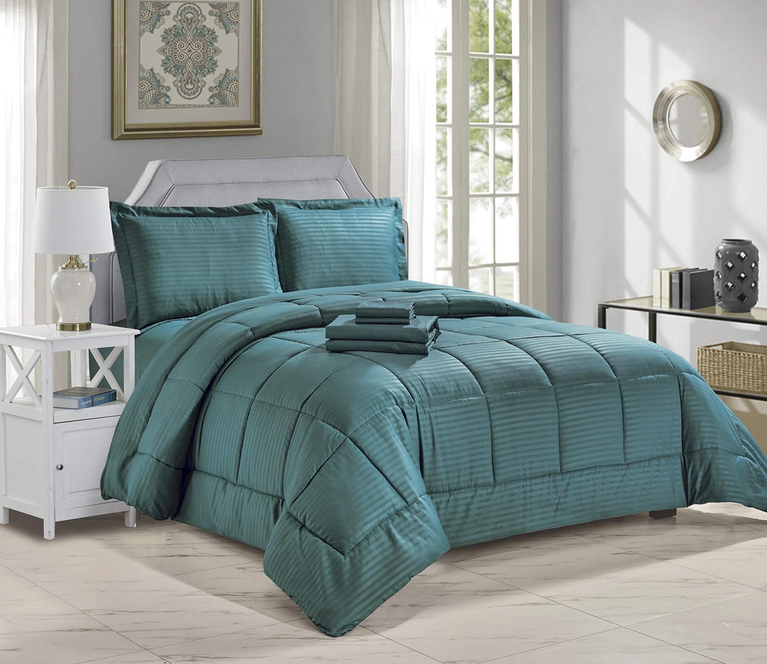 Decor&More Home Essentials 8 Piece Embossed Stripe Bed in a Bag - Image 13
