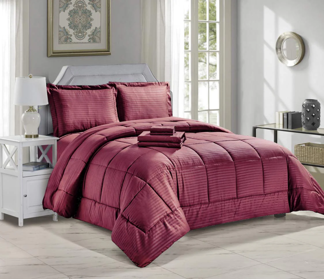 Decor&More Home Essentials 8 Piece Embossed Stripe Bed in a Bag - Image 16