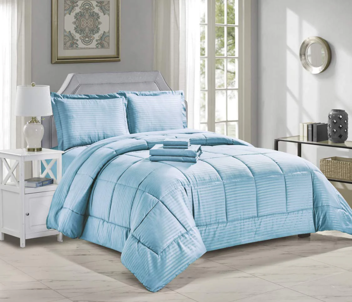 Decor&More Home Essentials 8 Piece Embossed Stripe Bed in a Bag - Image 4