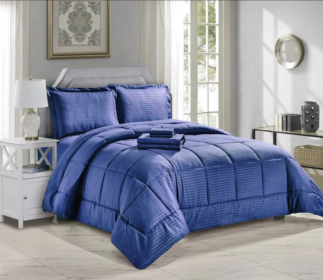 Decor&More Home Essentials 8 Piece Embossed Stripe Bed in a Bag - Image 9