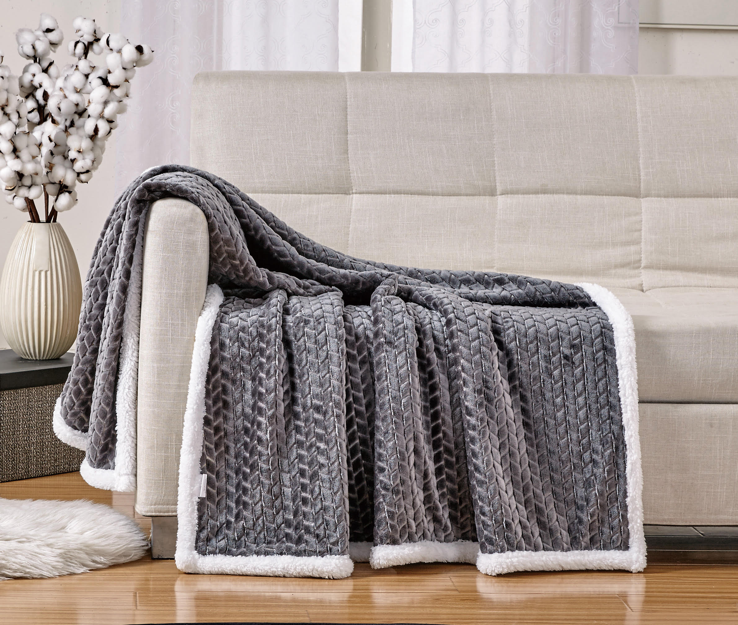 Decor&More Home Essentials Braided Sherpa Blanket - Image 26