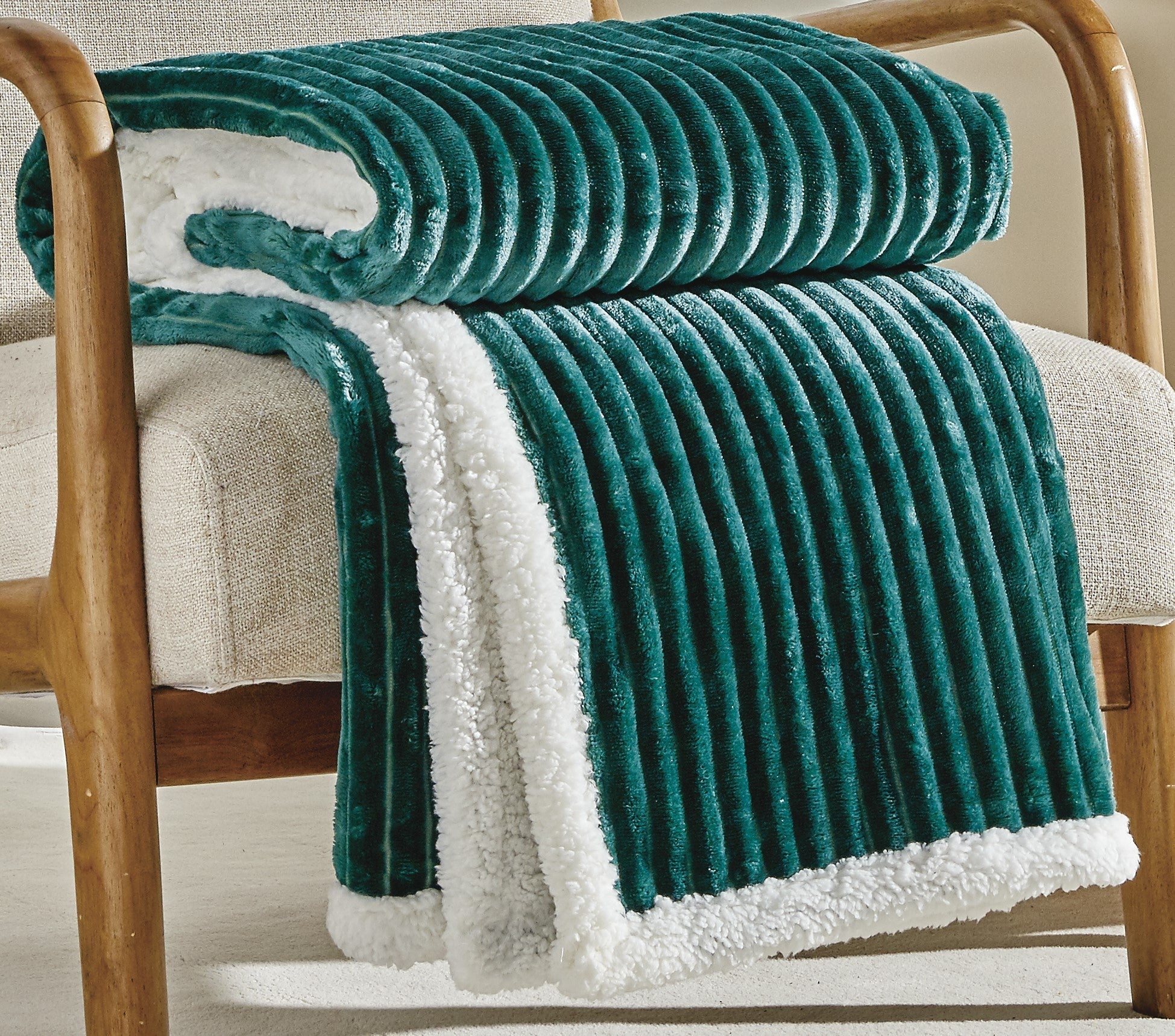 Decor&More Home Essentials Corduroy Sherpa Throw - Image 2