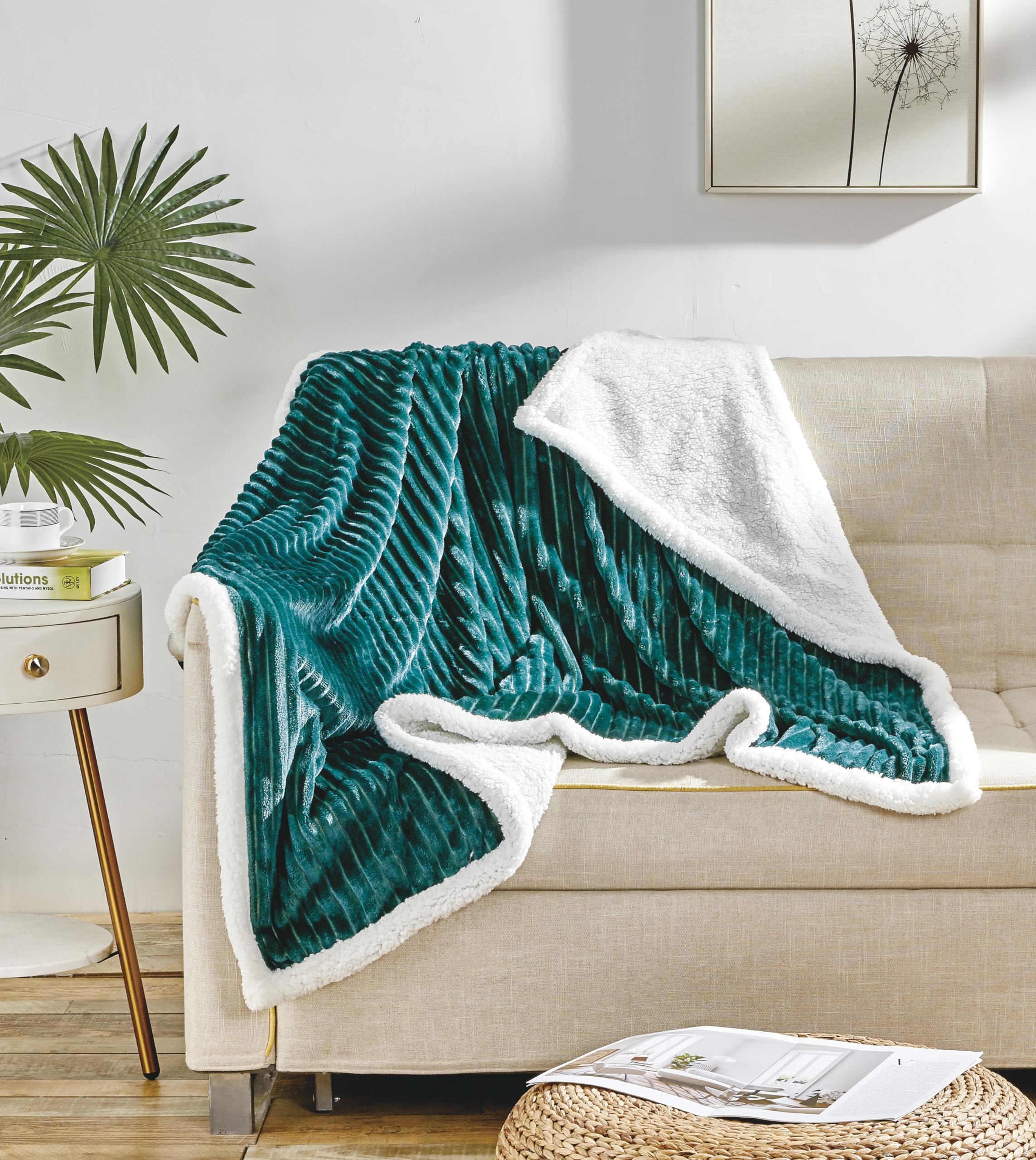 Decor&More Home Essentials Corduroy Sherpa Throw - Image 3