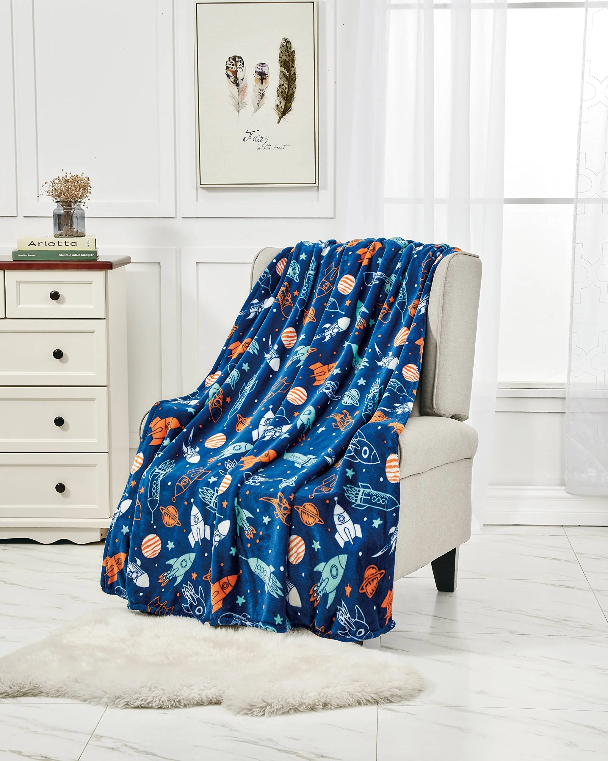 Decor&More Out of This World Plush Fleece Throw Blanket (50 inches x 60 inches ) - Space Adventure - Image 2