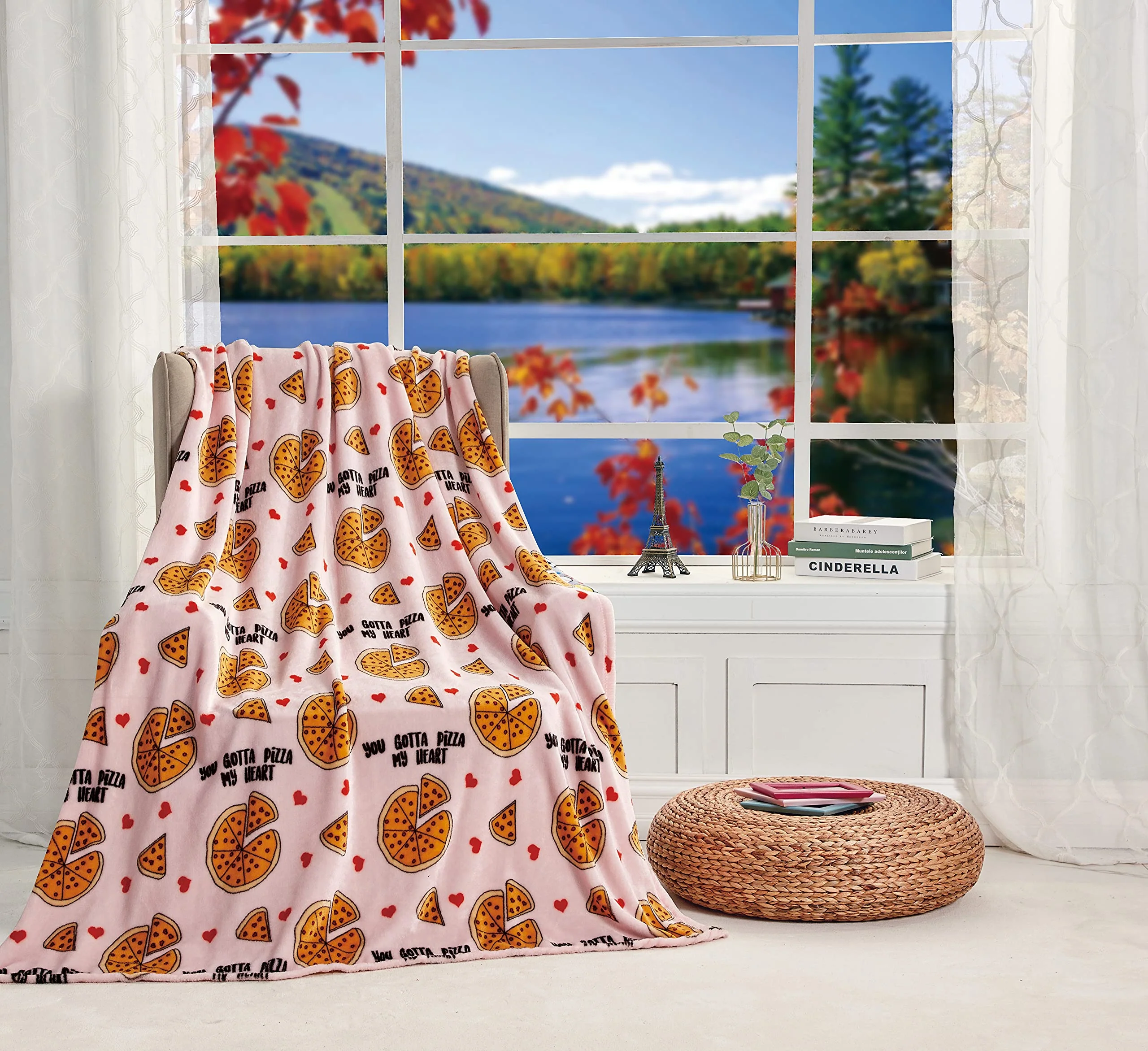 Decor&More Summertime Fun by Decor&More Extra Soft Throw Blanket (50 x 60) - Pizza My Heart - Image 4