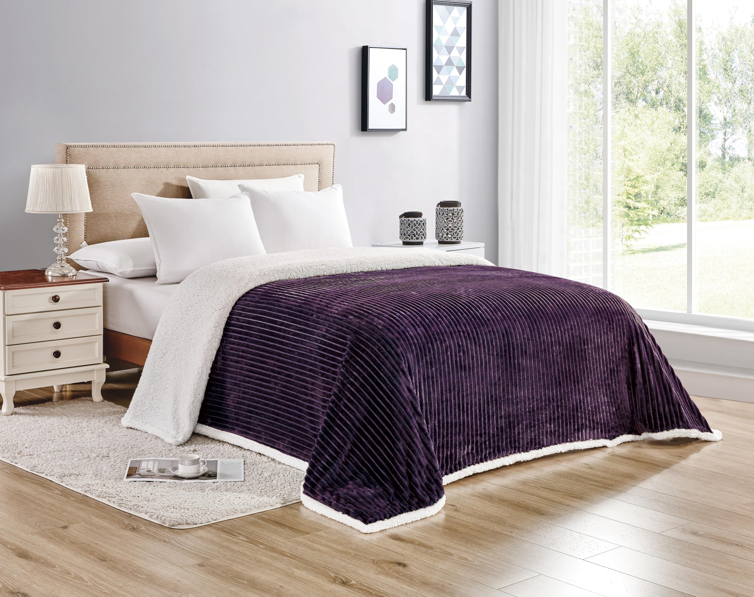 Decor&More Ultra Lush Reversible Sherpa Corduroy Blanket - Image 11