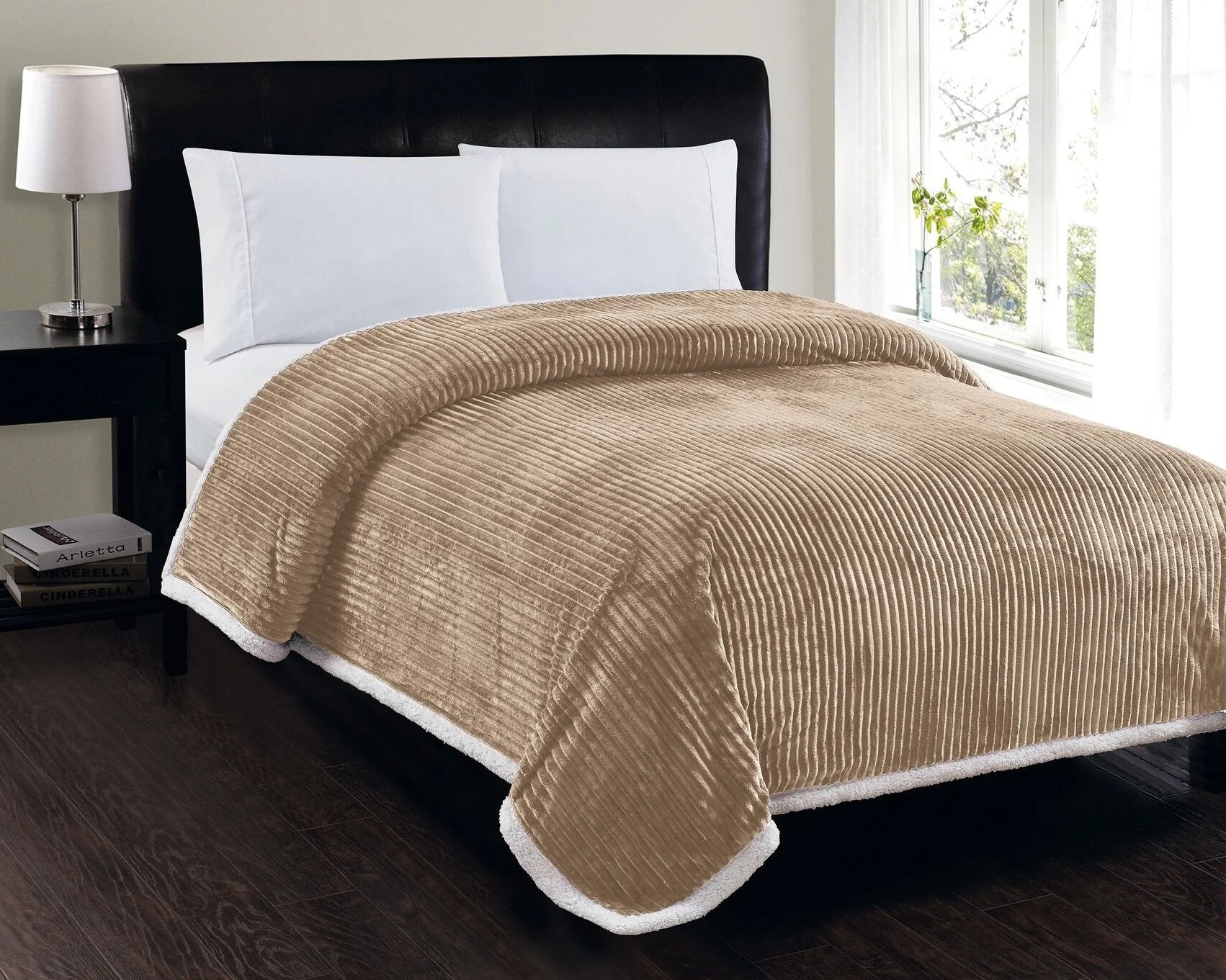 Decor&More Ultra Lush Reversible Sherpa Corduroy Blanket - Image 2