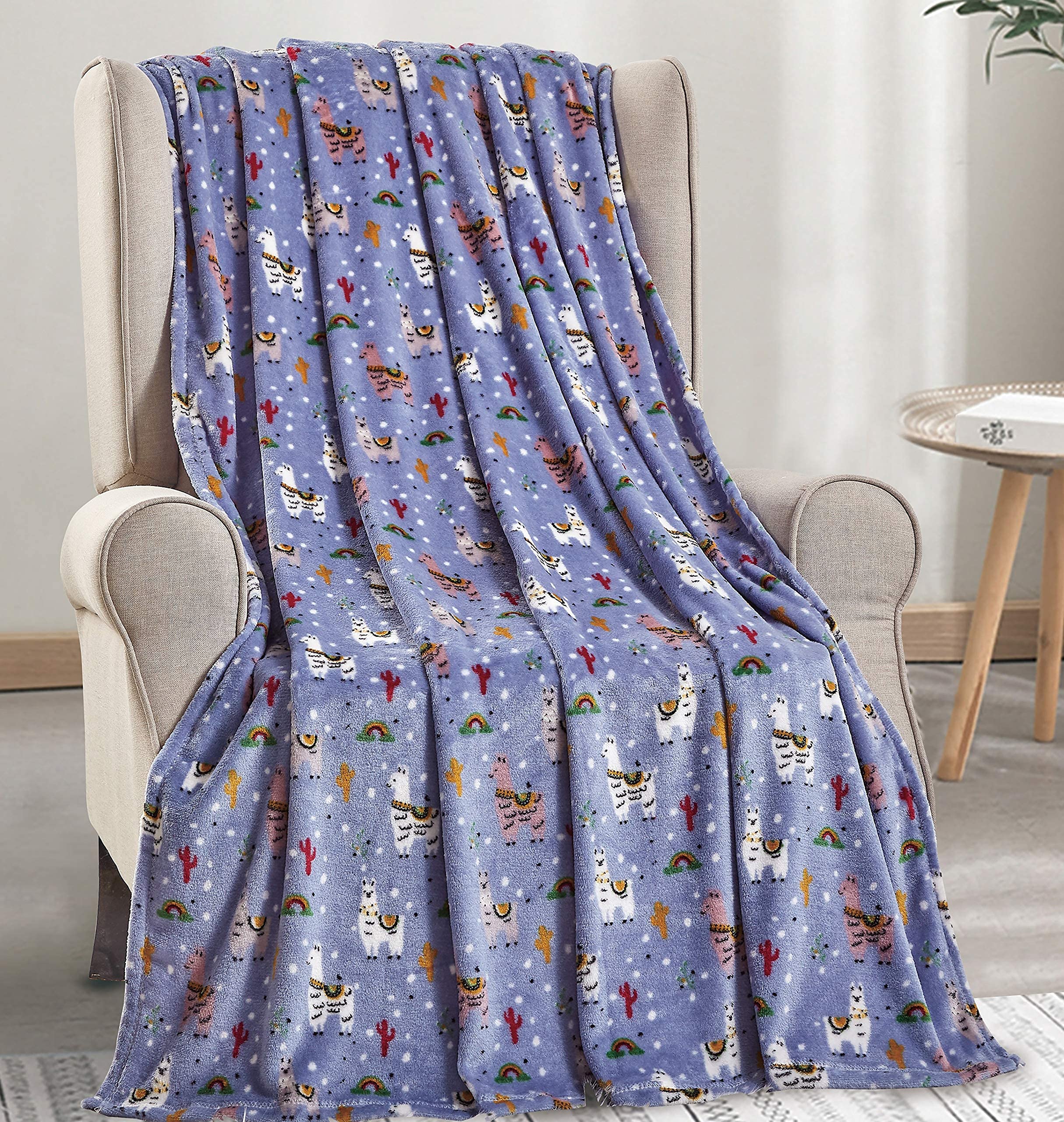 Decor&More Whimsy Collection Microplush Llama Blanket (50" x 60") - Llama Llama Throw Blanket - Image 2