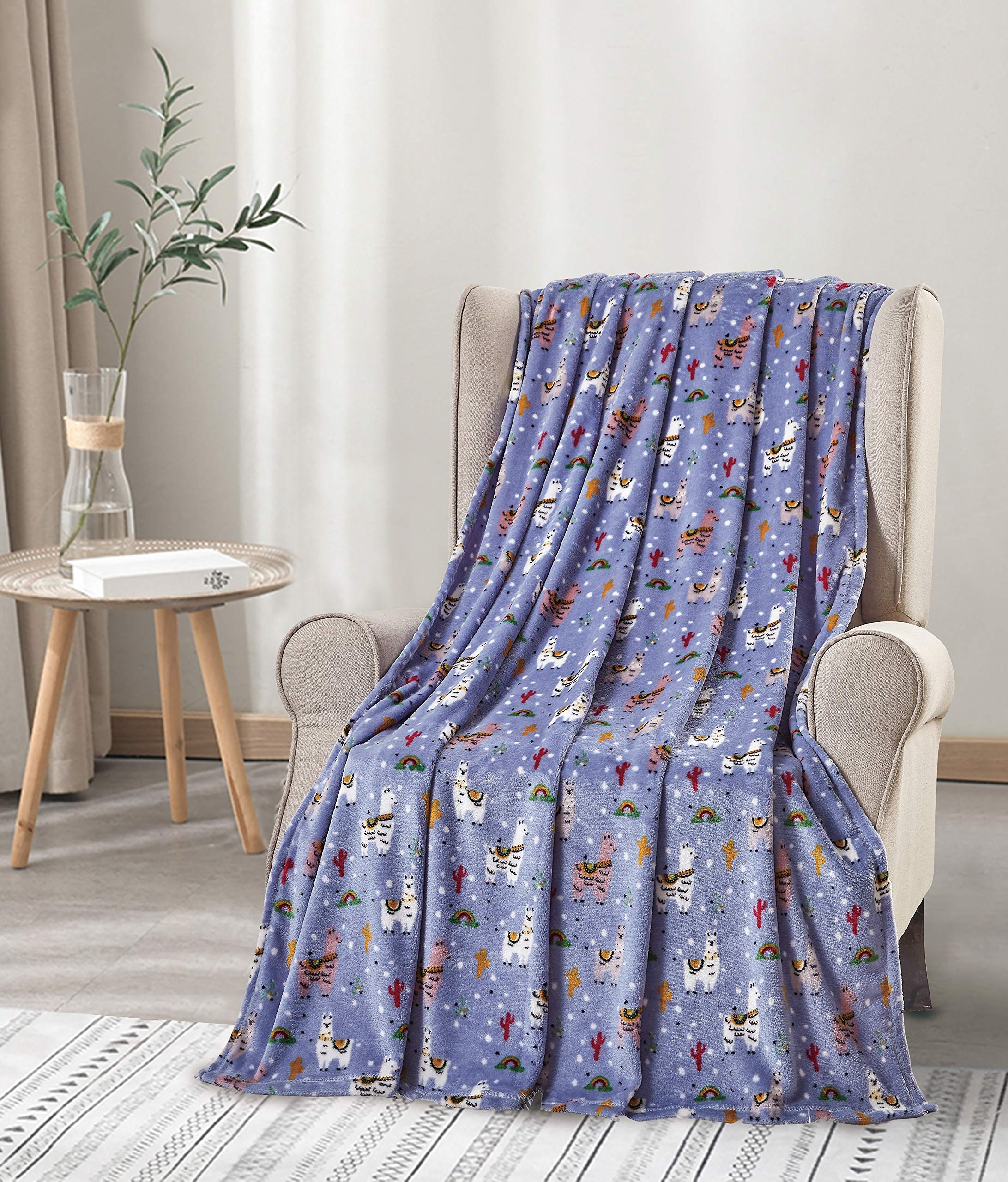 Decor&More Whimsy Collection Microplush Llama Blanket (50" x 60") - Llama Llama Throw Blanket - Image 2