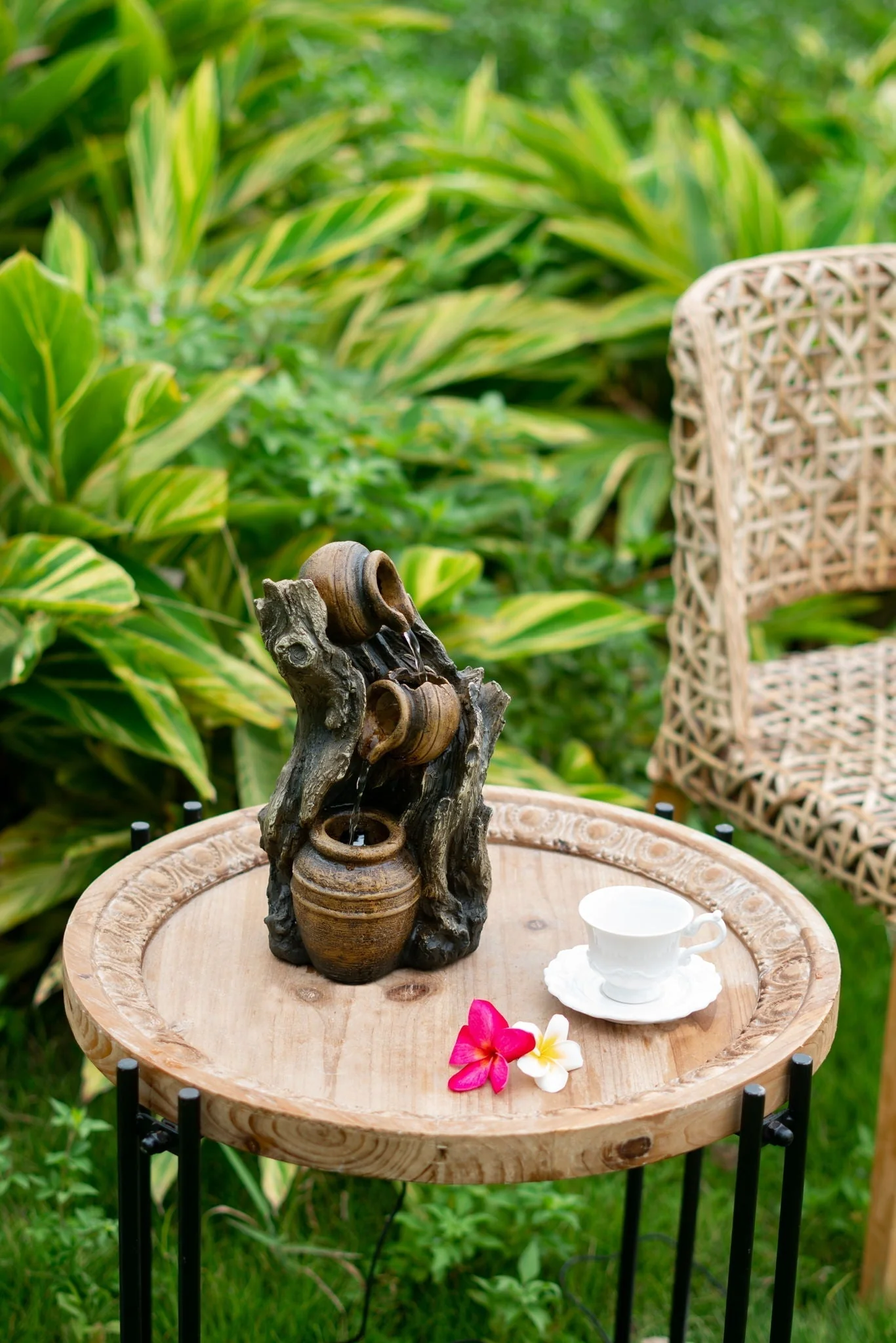 Decorative 3 Tier Water Fountain With Pot Design - Brown - Image 8
