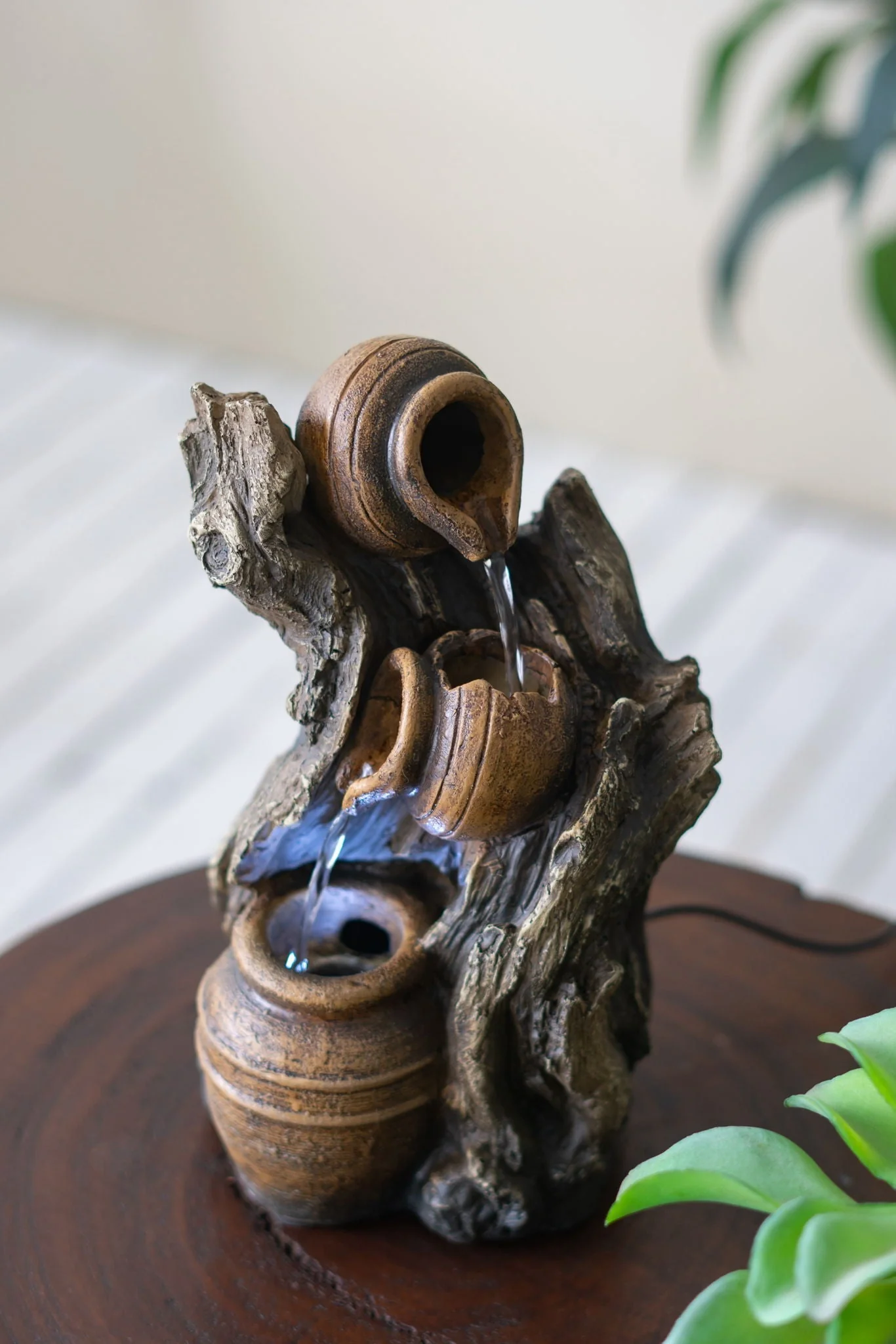 Decorative 3 Tier Water Fountain With Pot Design - Brown - Image 9
