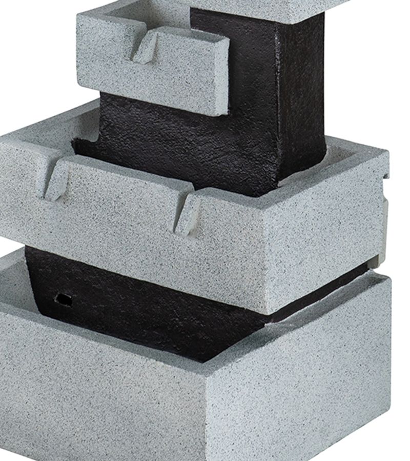 Decorative 4 Tier Block Fountain With Light for Indoor and Outdoor - Black / Gray - Image 5