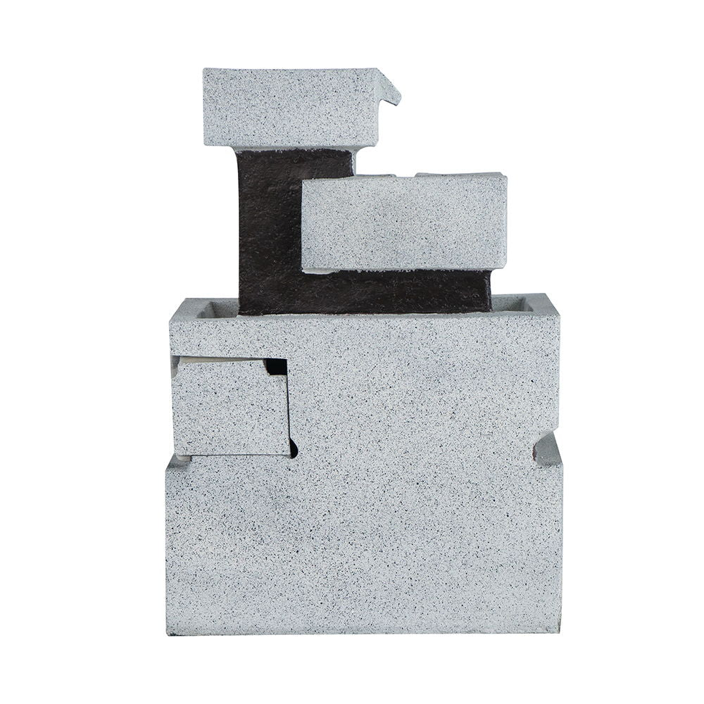 Decorative 4 Tier Block Fountain With Light for Indoor and Outdoor - Black / Gray - Image 6