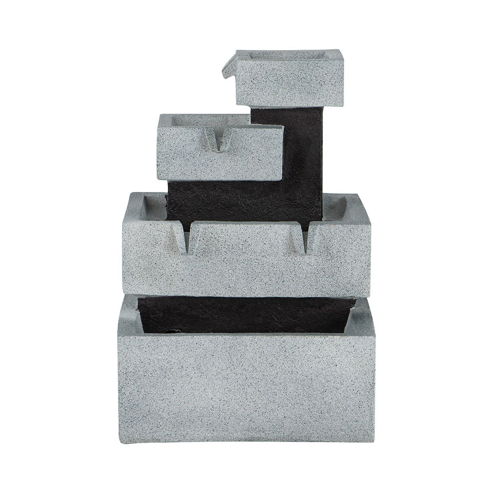 Decorative 4 Tier Block Fountain With Light for Indoor and Outdoor - Black / Gray - Image 7
