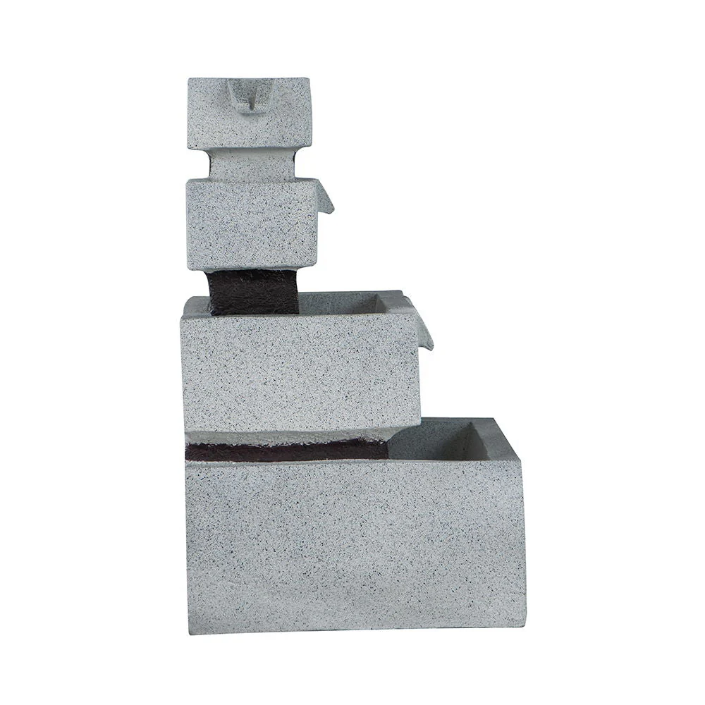 Decorative 4 Tier Block Fountain With Light for Indoor and Outdoor - Black / Gray - Image 8