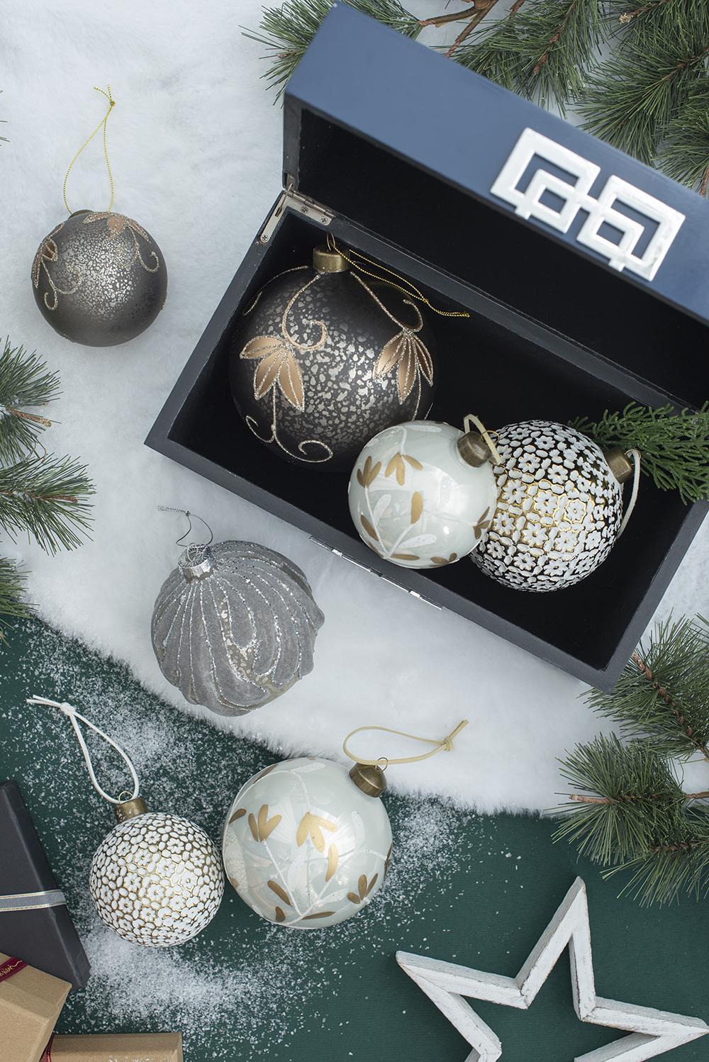 Decorative Hanging Glass Christmas Ball Ornaments - Set of 6 - Image 2