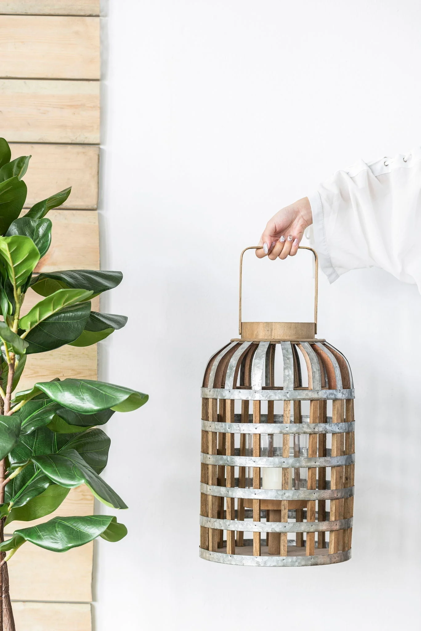 Decorative Lantern With Handle Wooden Lantern For Indoor Outdoor Home Garden Wedding - Image 12