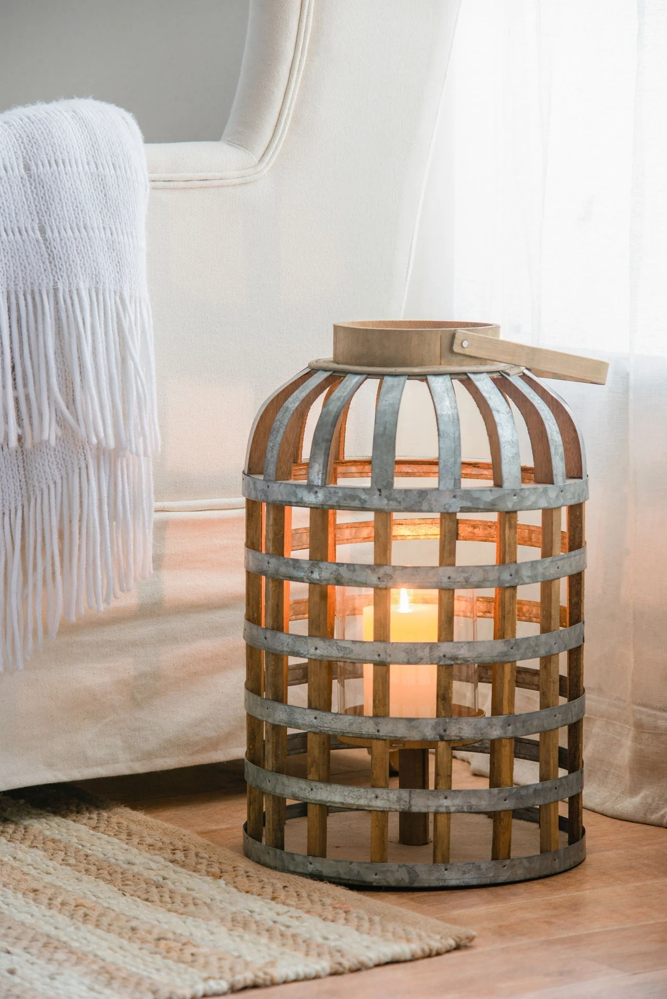 Decorative Lantern With Handle Wooden Lantern For Indoor Outdoor Home Garden Wedding - Image 3