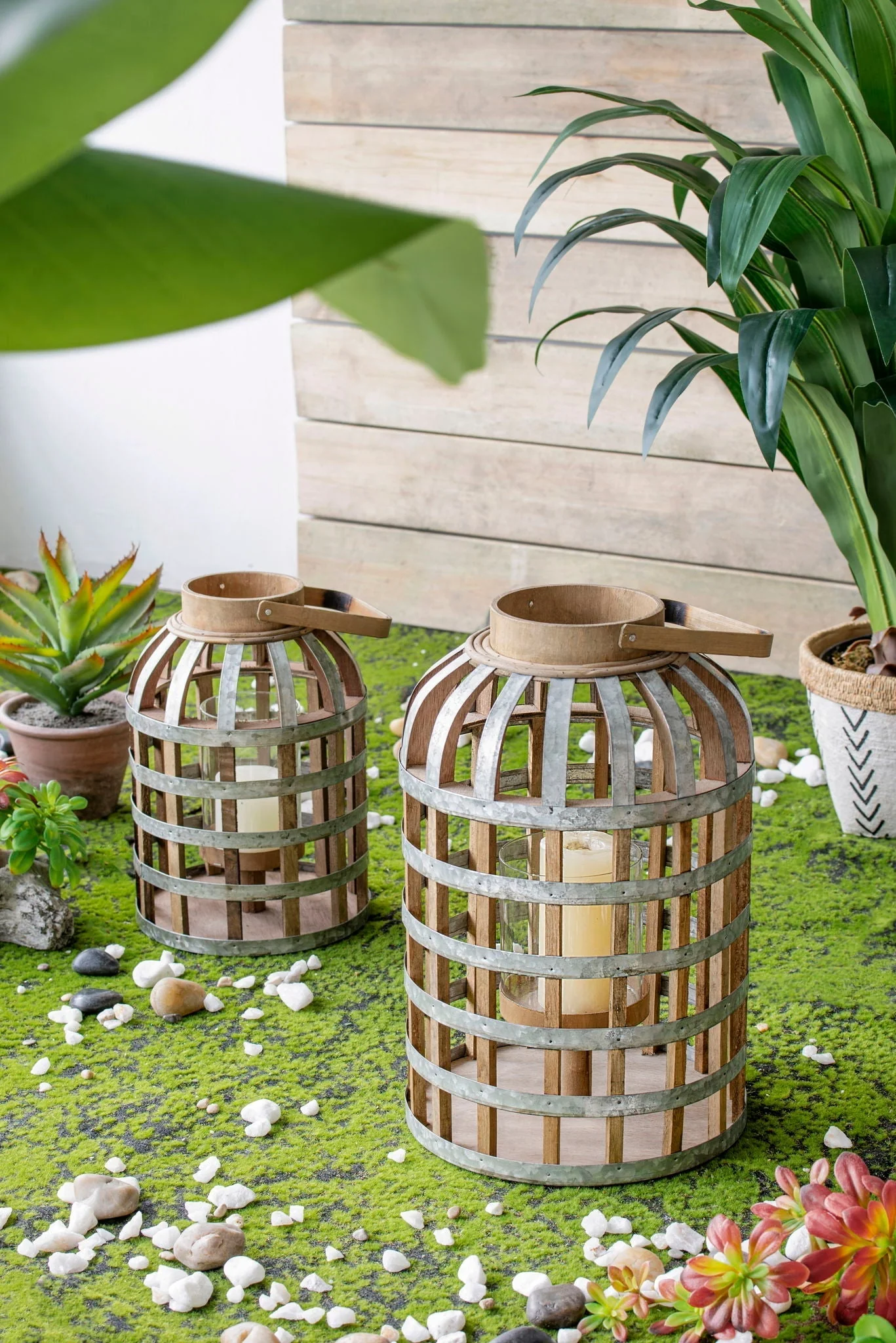 Decorative Lantern With Handle Wooden Lantern For Indoor Outdoor Home Garden Wedding - Image 7