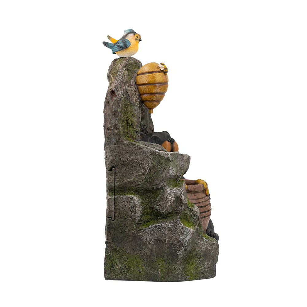 Decorative Two Tiered Outdoor Water Fountain with Woodland Animal Design - Image 4