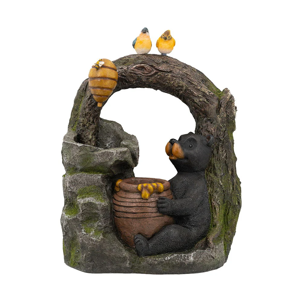 Decorative Two Tiered Outdoor Water Fountain with Woodland Animal Design - Image 5