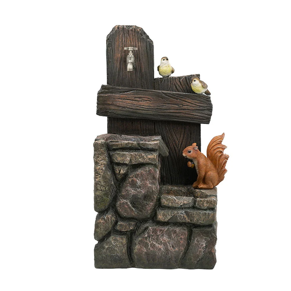 Decorative Two Tiered Water Fountain With Woodland Animal Design - Image 5