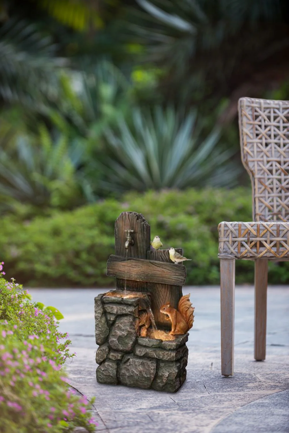 Decorative Two Tiered Water Fountain With Woodland Animal Design - Image 6