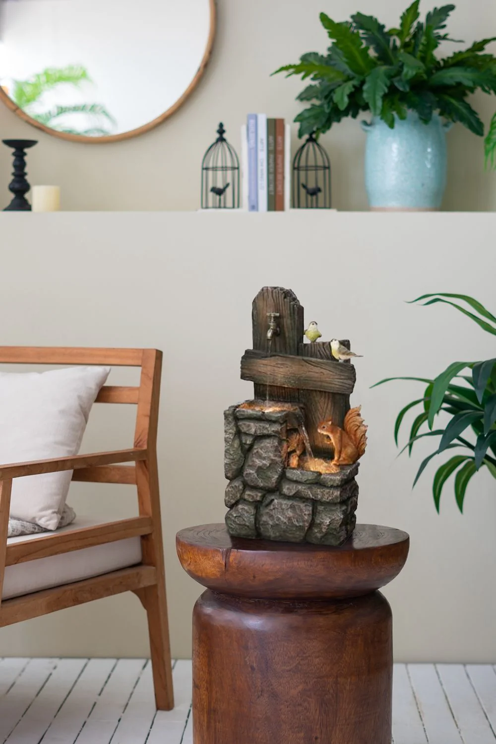 Decorative Two Tiered Water Fountain With Woodland Animal Design - Image 7
