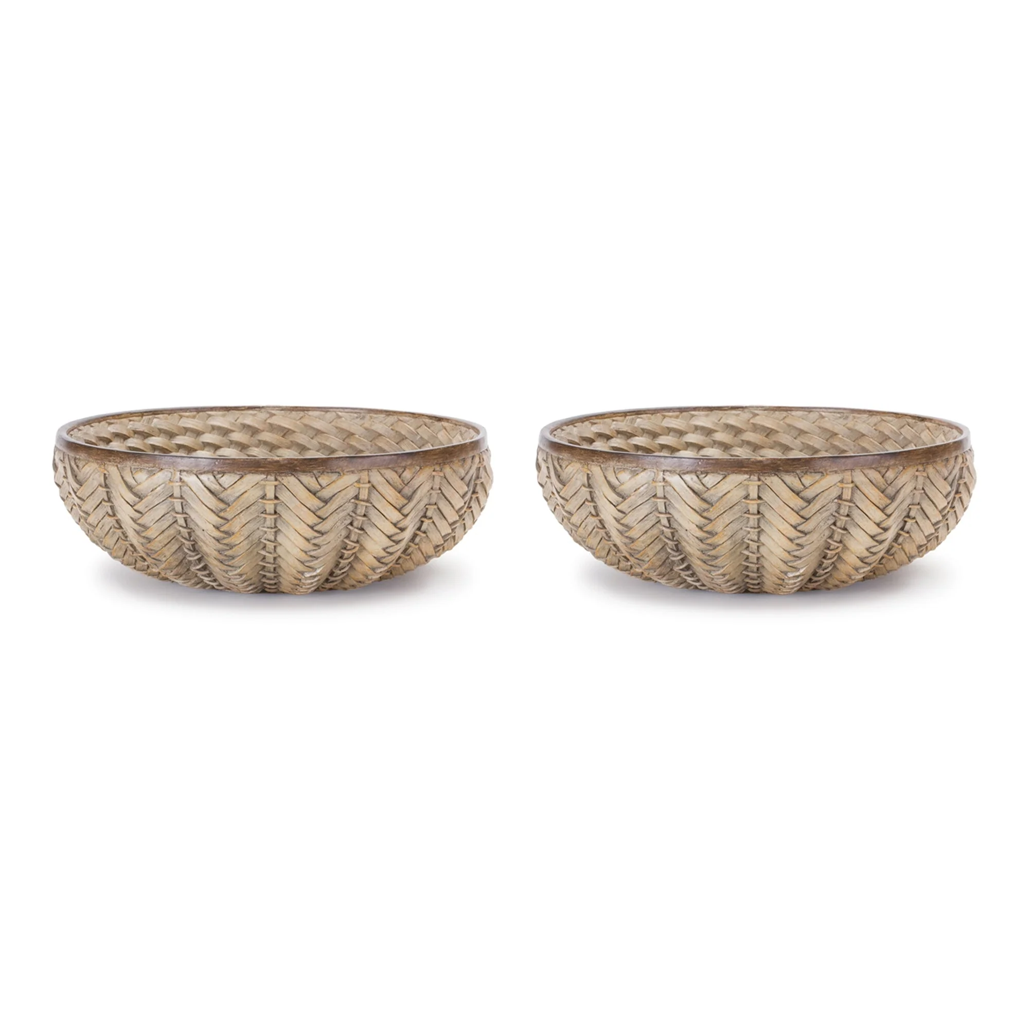 Decorative Wicker Design Bowl (Set of 2) - Image 2