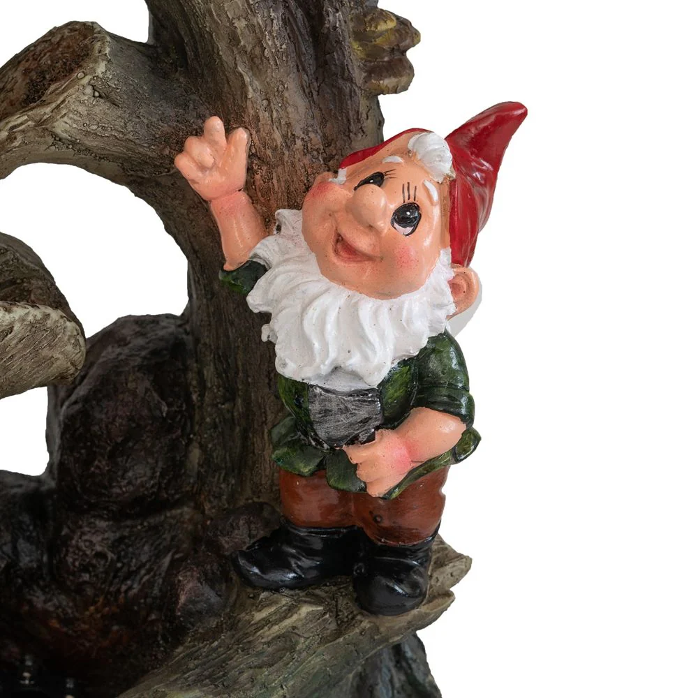 Decorative Woodland Gnome Water Fountain with LED Light - Brown - Image 2