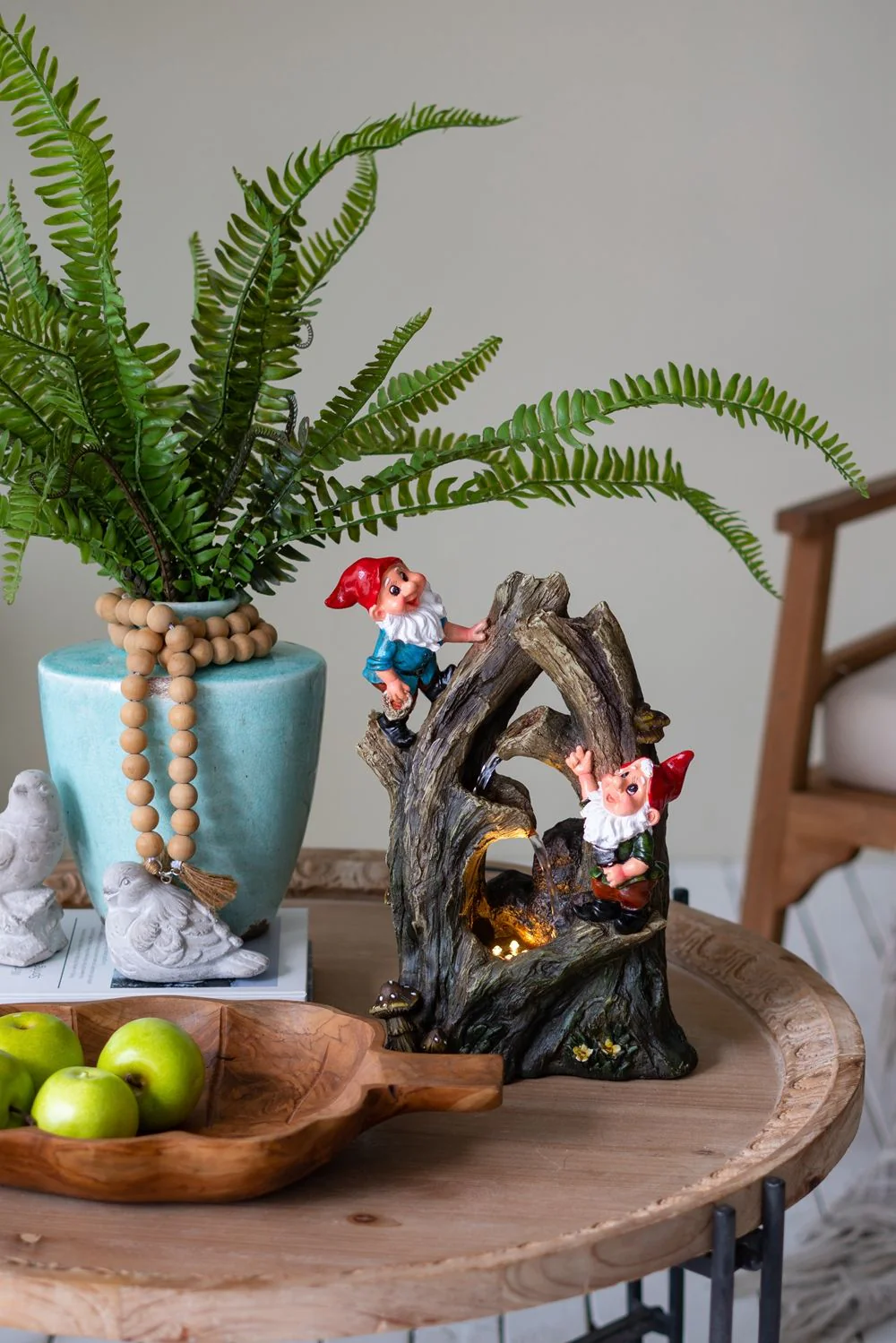 Decorative Woodland Gnome Water Fountain with LED Light - Brown - Image 6