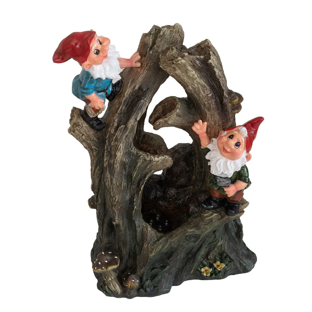 Decorative Woodland Gnome Water Fountain with LED Light - Brown - Image 9