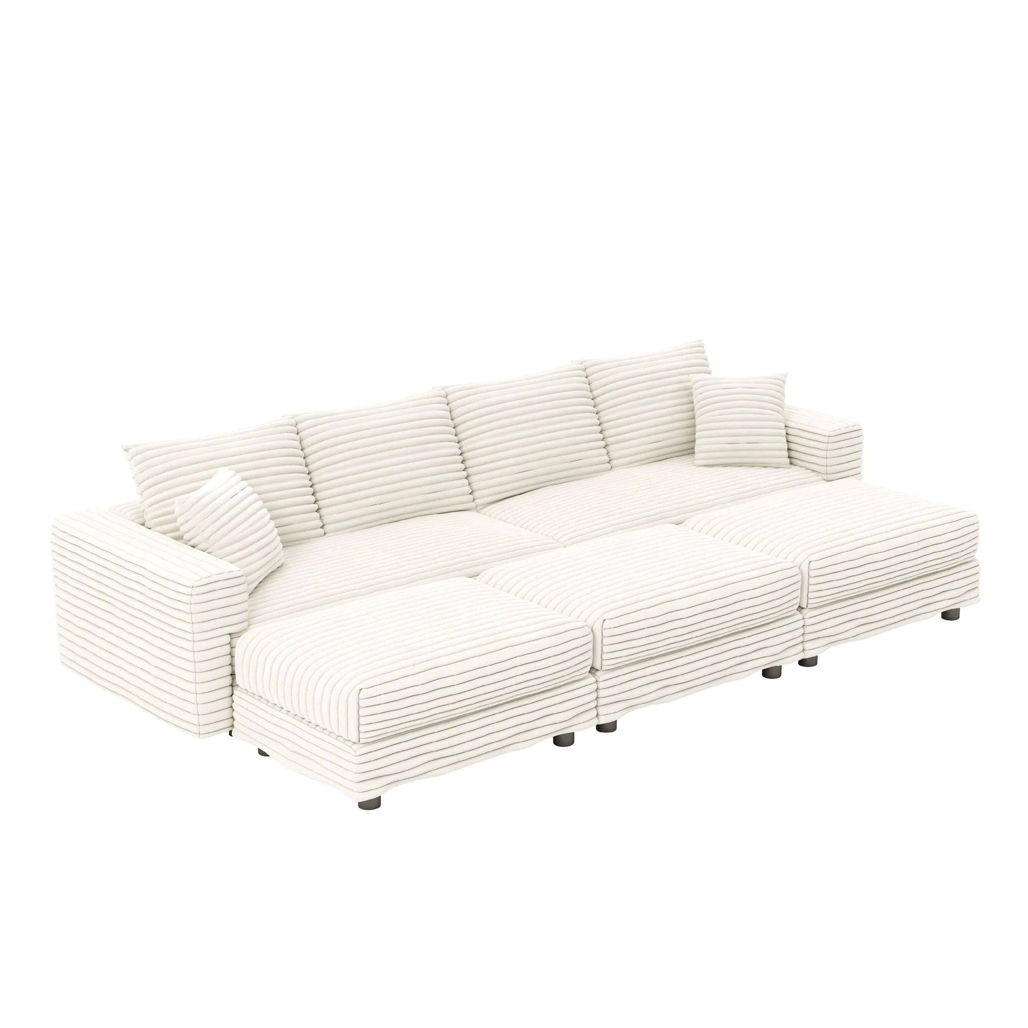 Deep Seat Convertible Sofa With Soft Pillows And Ottomans - Image 5