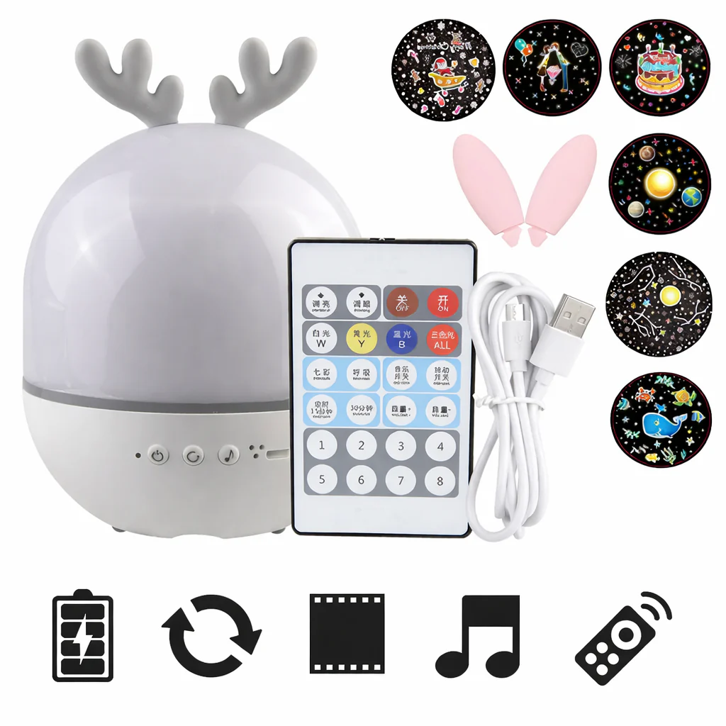 Deer Music Projector Night Light Starry Sky Rotating Lamp Bluetooth Speaker - Image 10