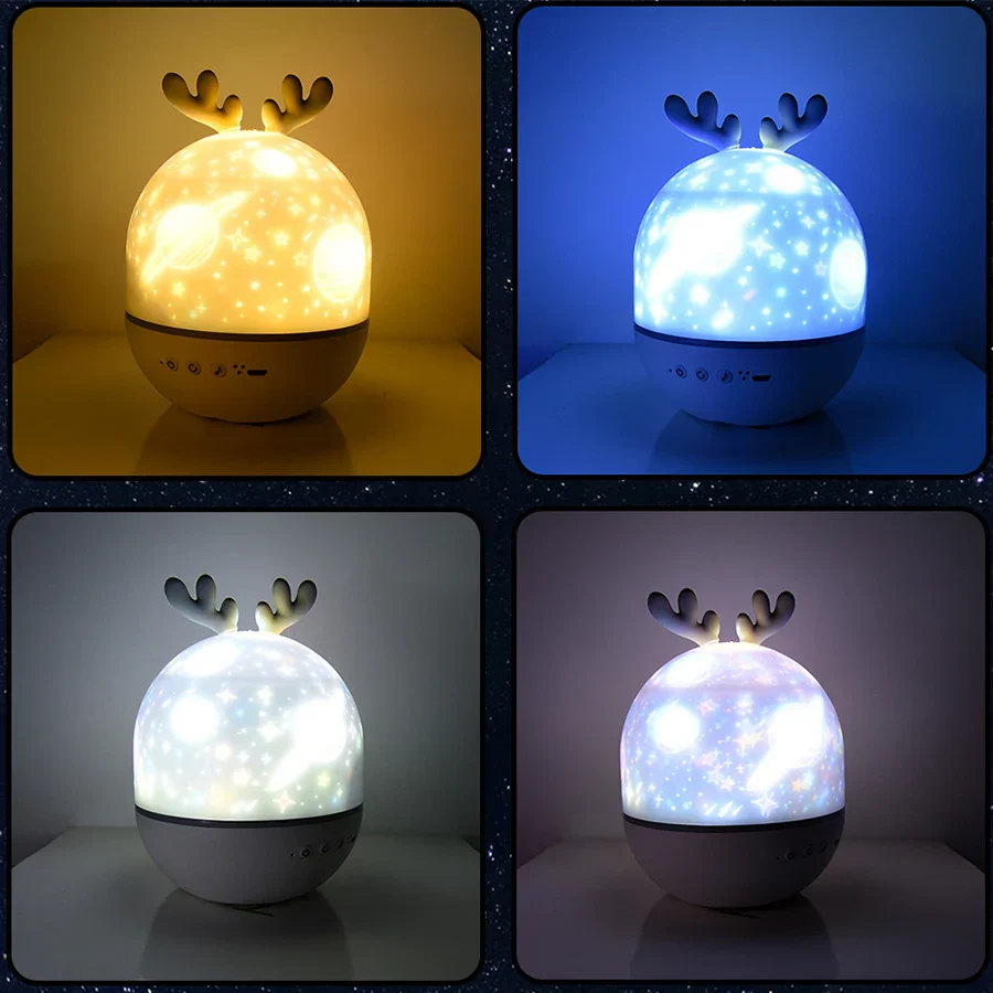Deer Music Projector Night Light Starry Sky Rotating Lamp Bluetooth Speaker - Image 3